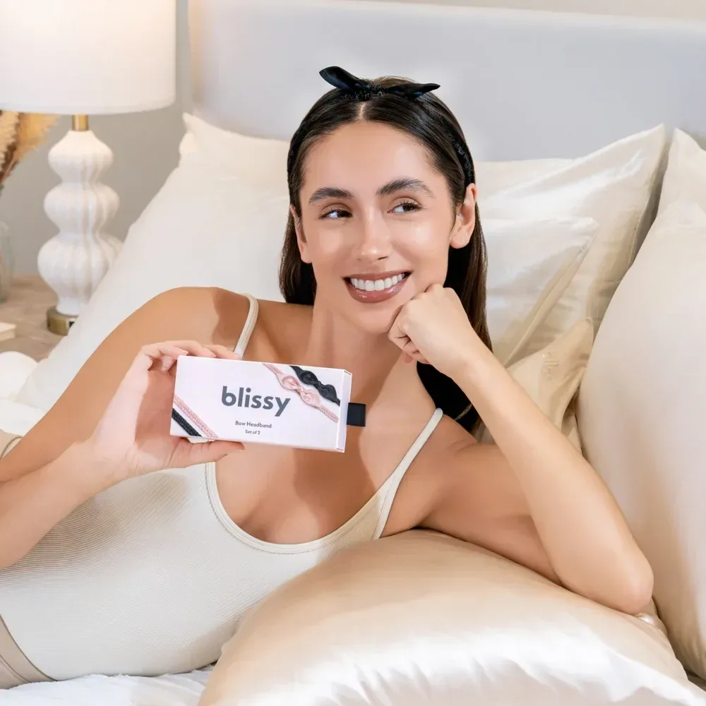 Blissy Bow Headband – Champagne, Black
