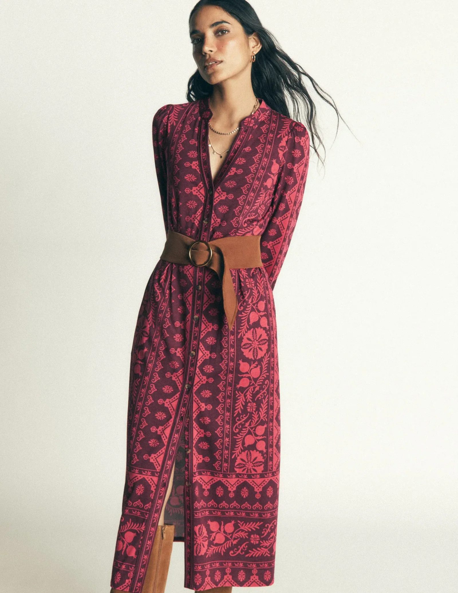 Juliet Jersey Midi Dress-Deep Wisteria, Charmed Foliage