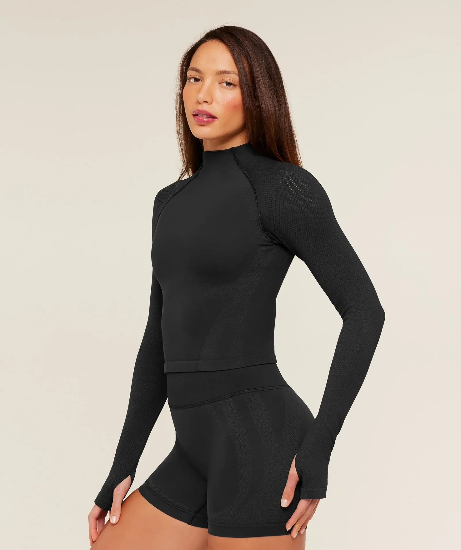 Gymshark Weekend Seamless Long Sleeve Top – Black/Asphalt Grey