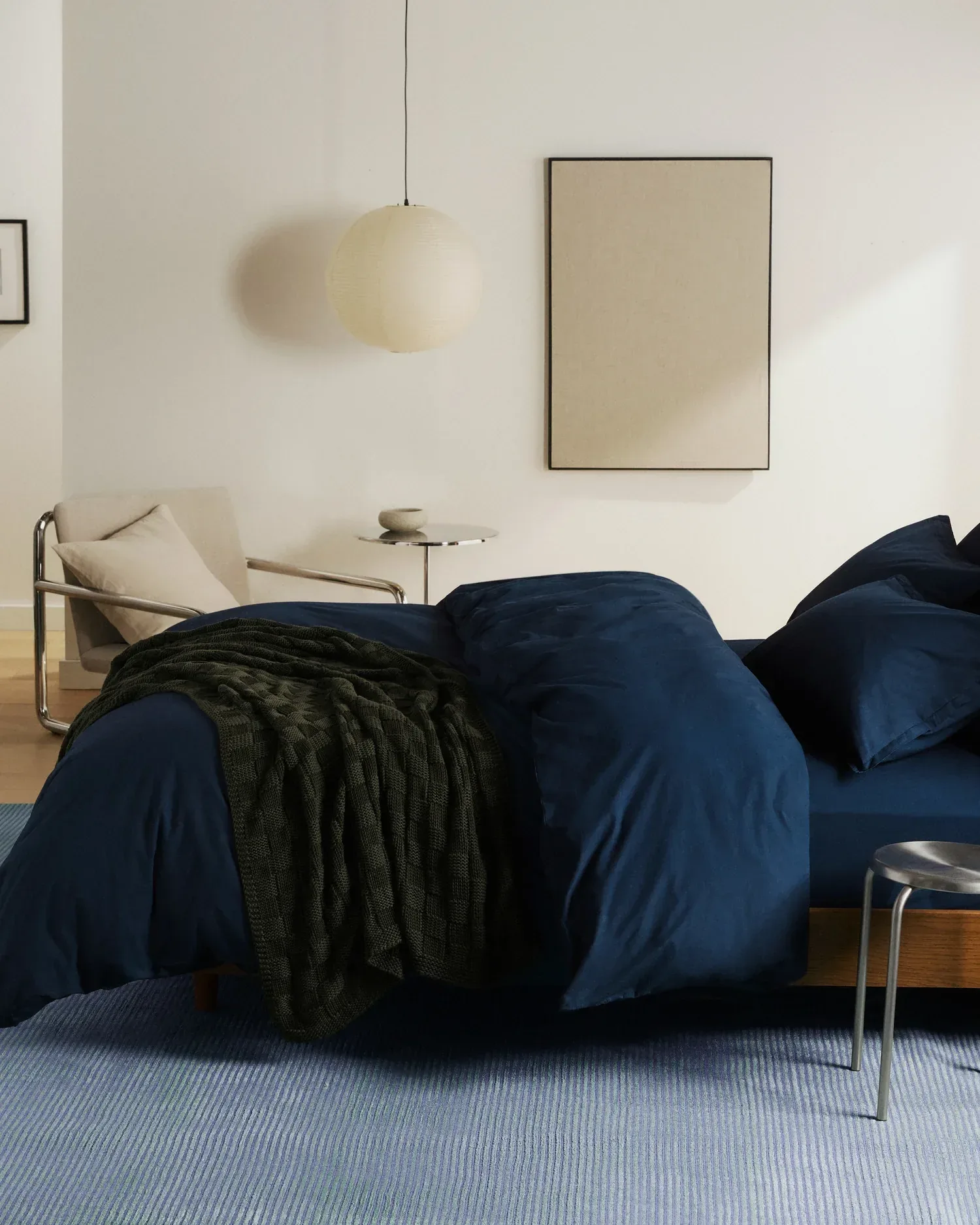 Percale Fitted Sheet (Ink)