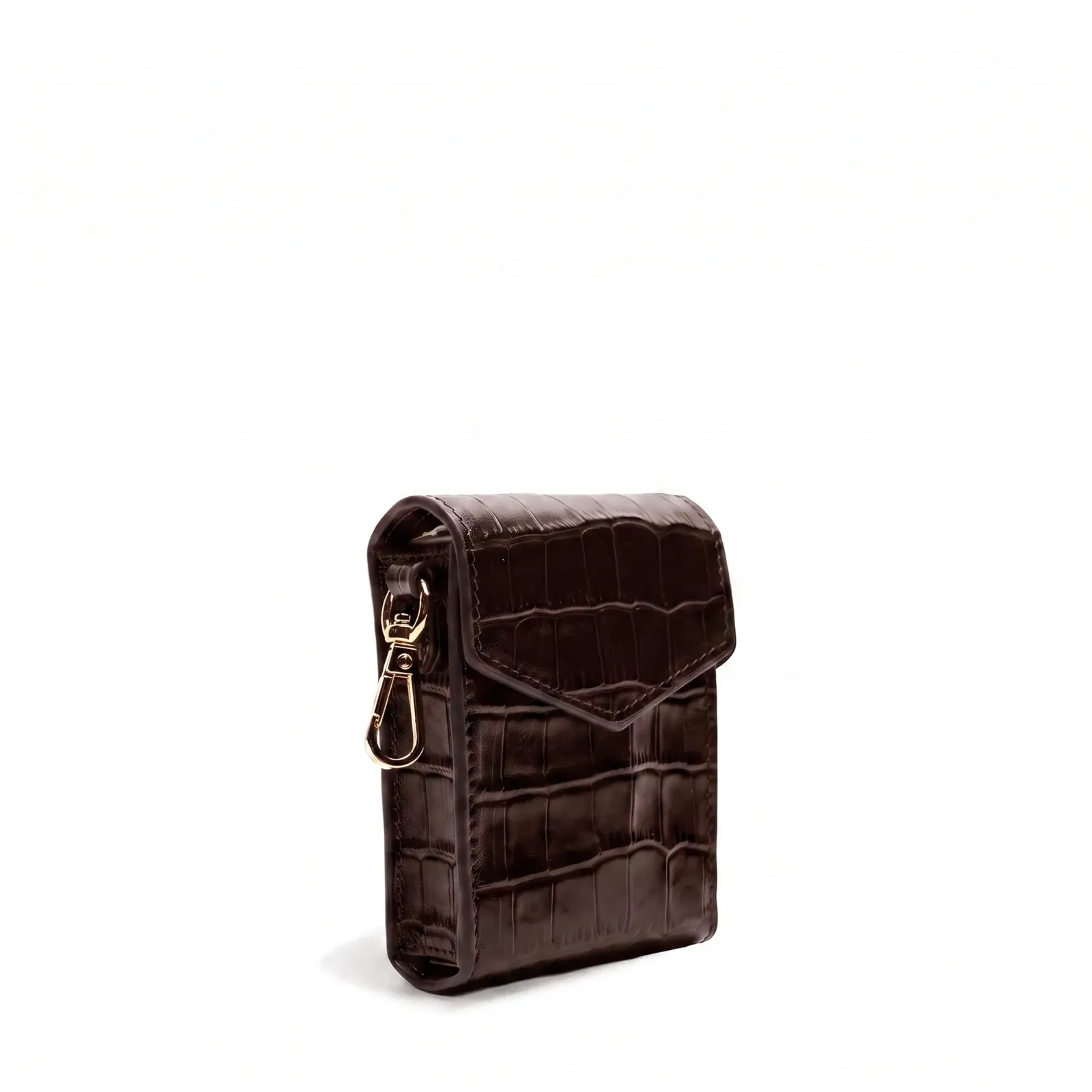 Portable Single Playing Card Case Brown Croc