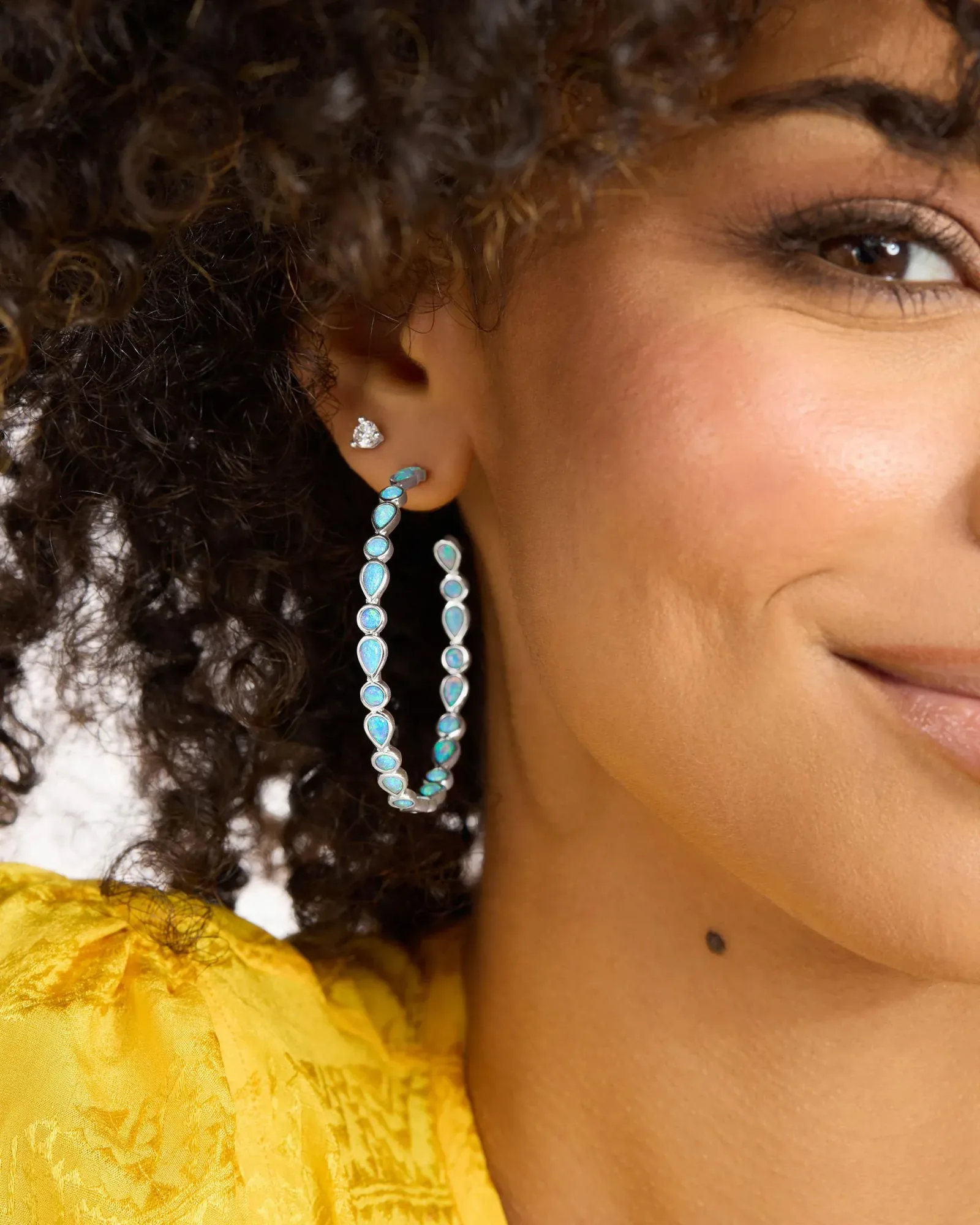Isla Hoops 2" – Silver|Blue Opal