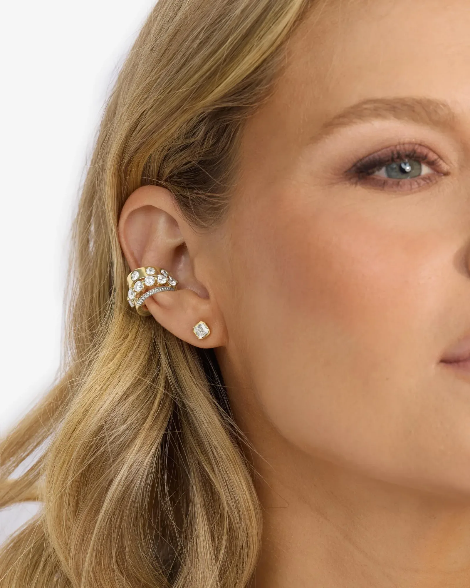 Ashley Venice Ear Cuff – Mixed Metal|White Diamondettes