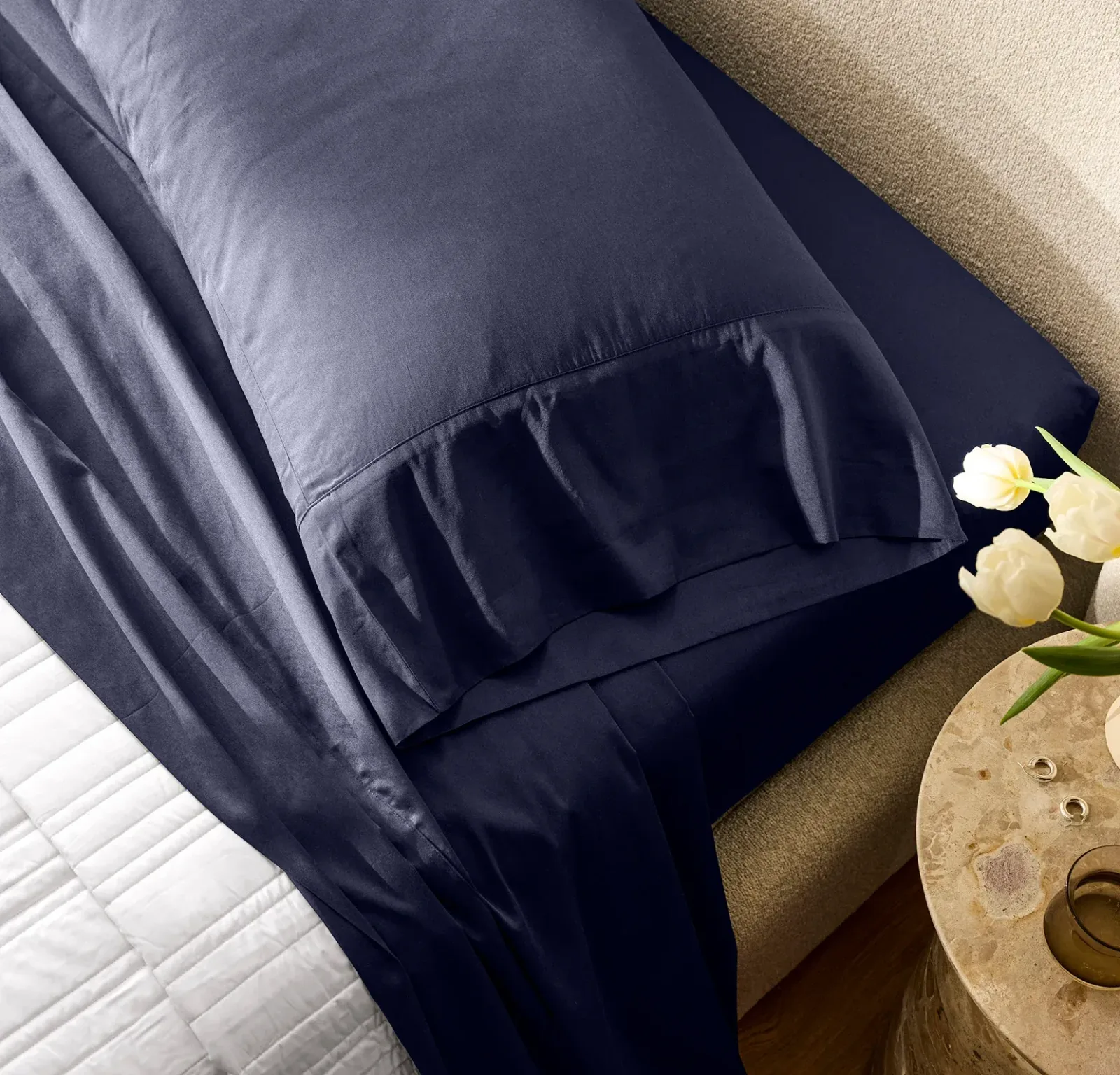 Signature Hemmed Pillowcase Set – Coastal Navy (Personalized)
