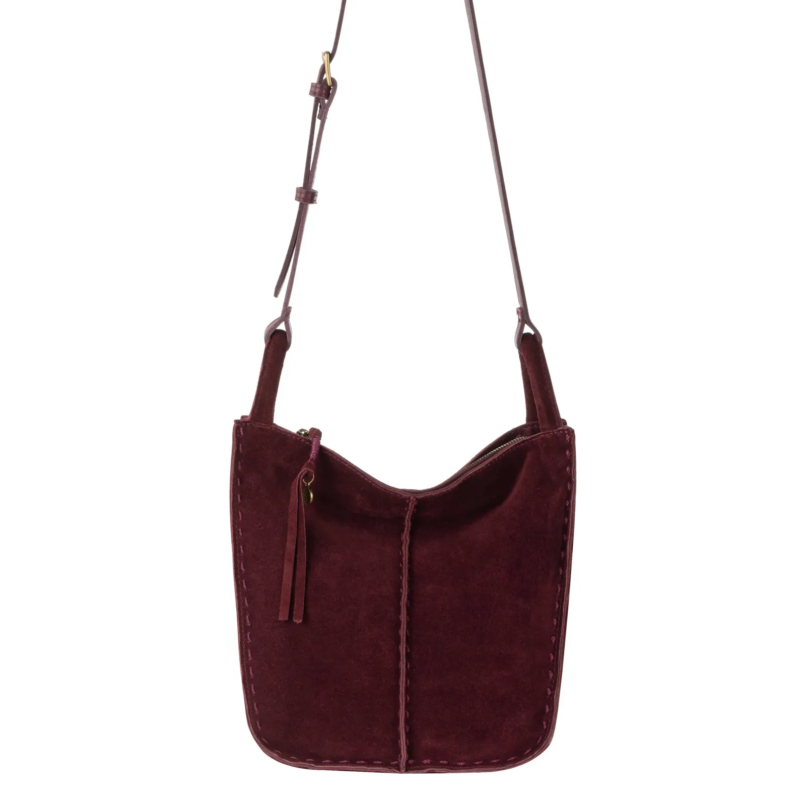 Los Feliz Crossbody – Leather – Black Cherry Suede