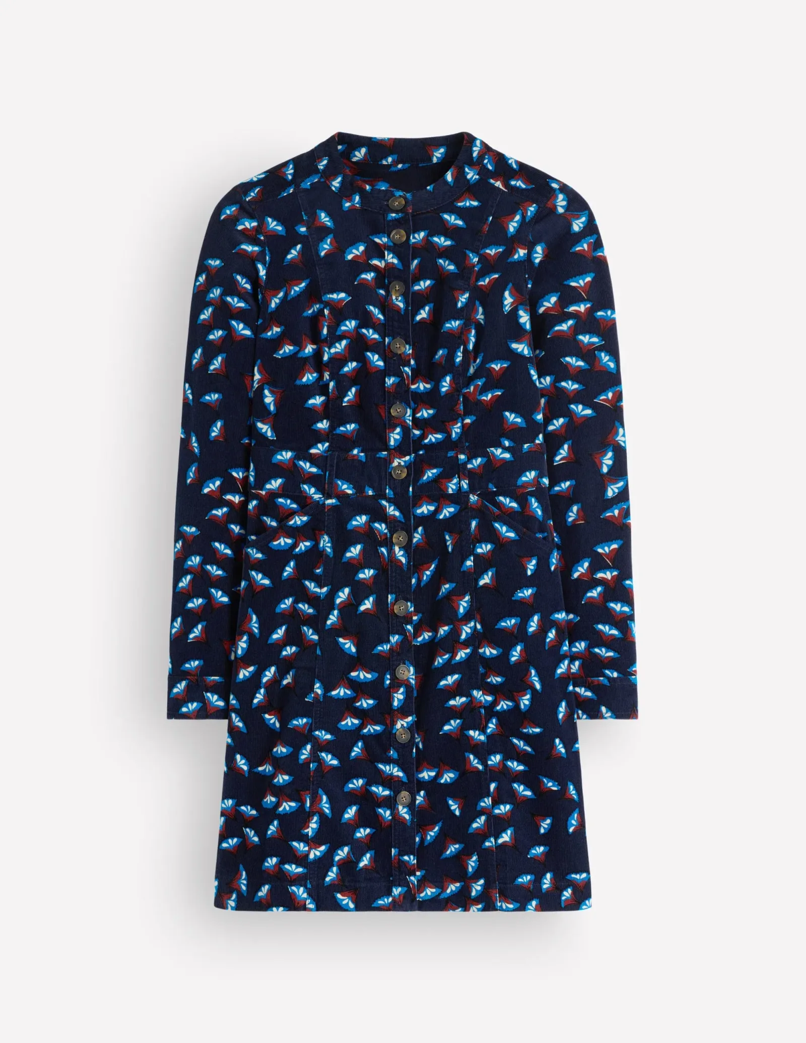 Zara Cord Short Dress-Navy Wavering Meadow