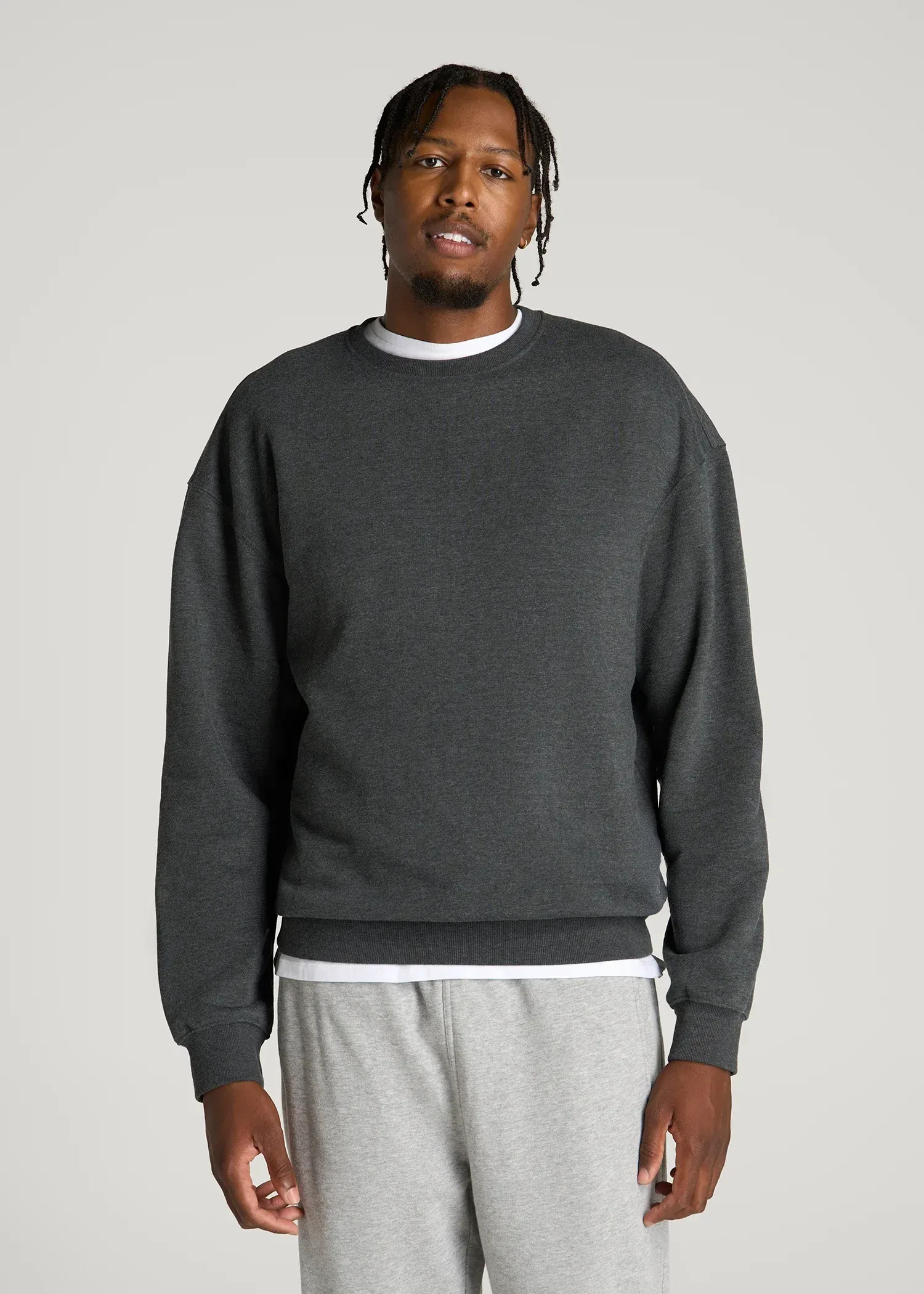 Everyday Fleece Crewneck for Tall Men in Charcoal Mix