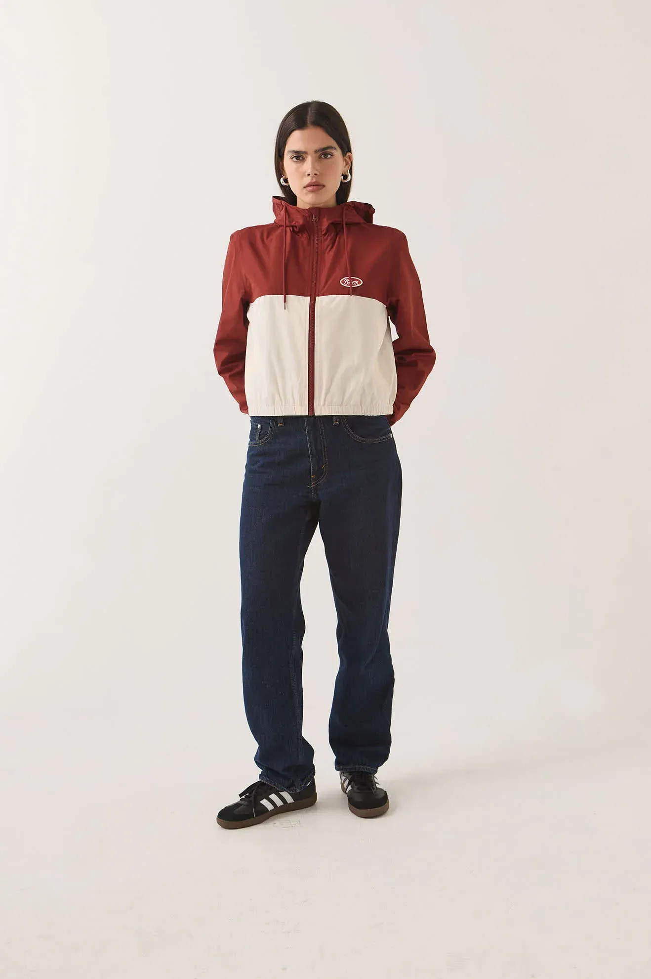 Parsons Lightweight Hooded Windbreaker – Dark Brick/Whitecap