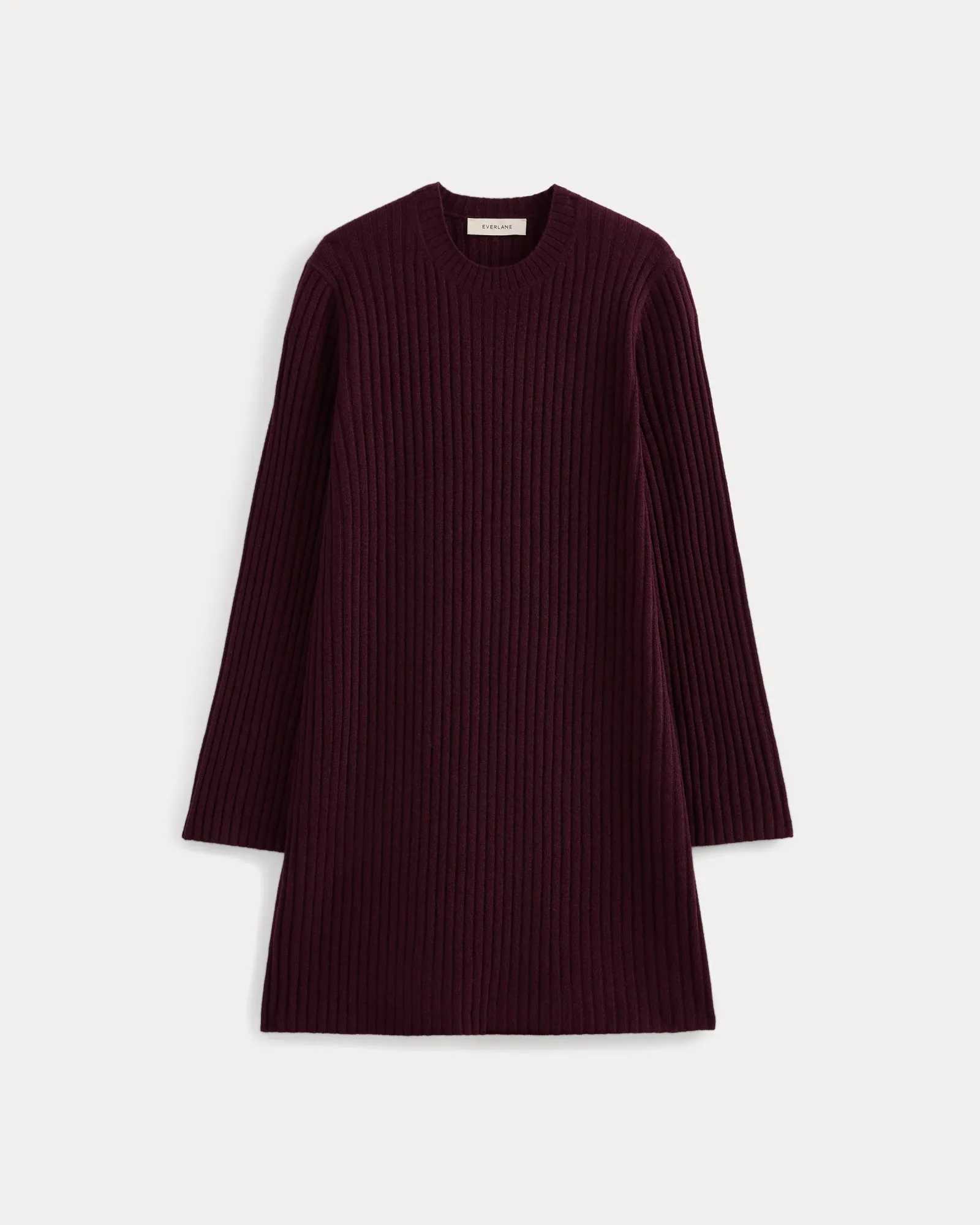 Cashmere Long-Sleeve Mini Dress – Deep Plum