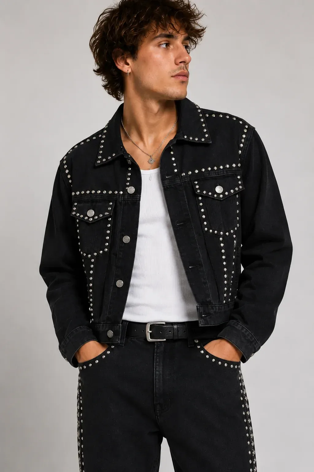 Studded Denim Trucker Jacket