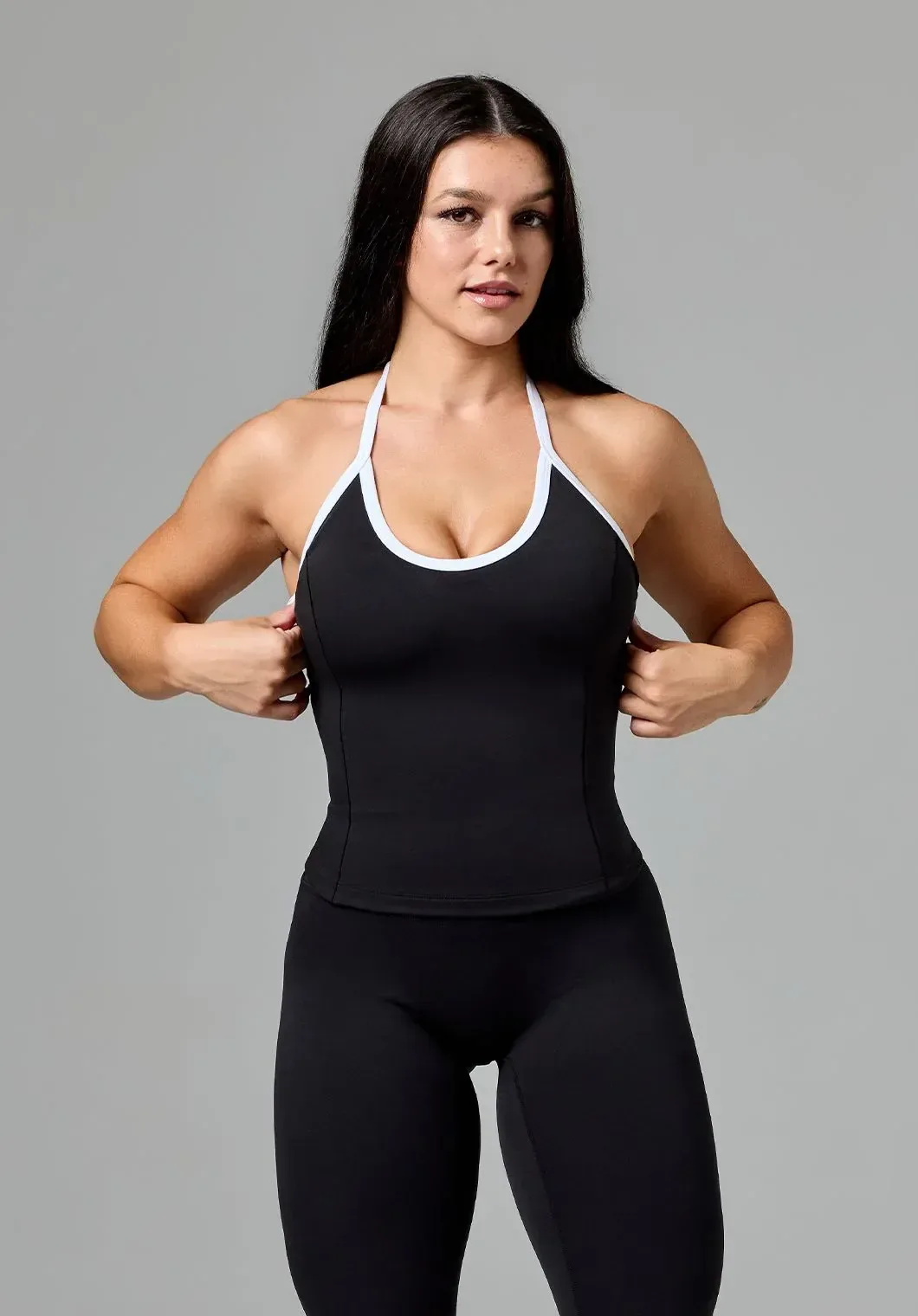 Reluna™ SmoothHold™ Contrast Halter Top Black