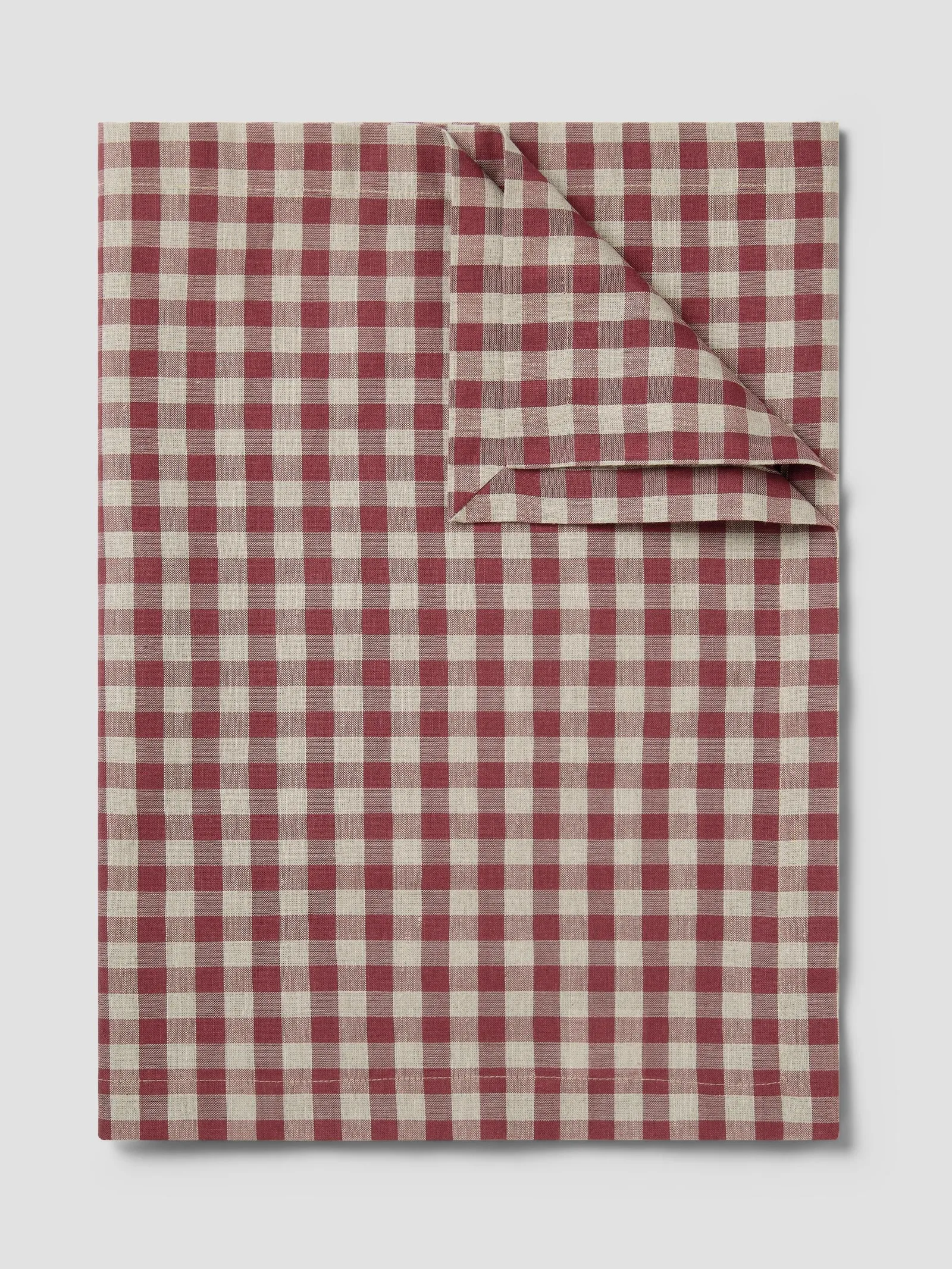 Rhubarb Gingham Linen Blend Table Runner
