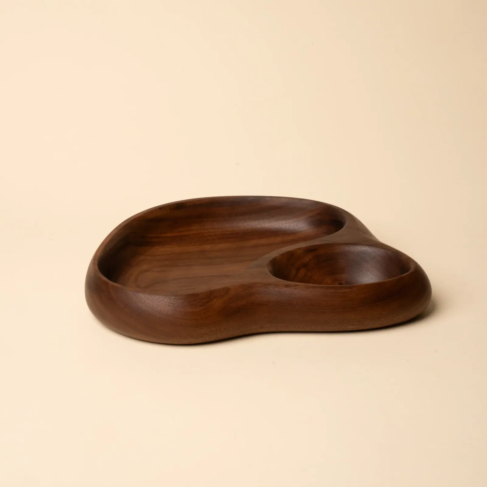 Sculptural Wood Double Tray