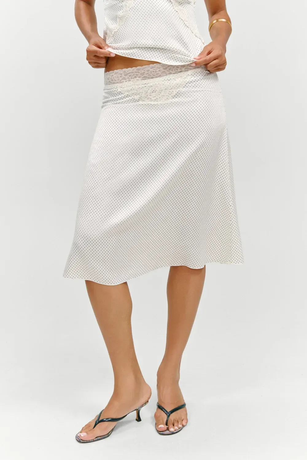 Laura Silk Midi Skirt – French Pearl