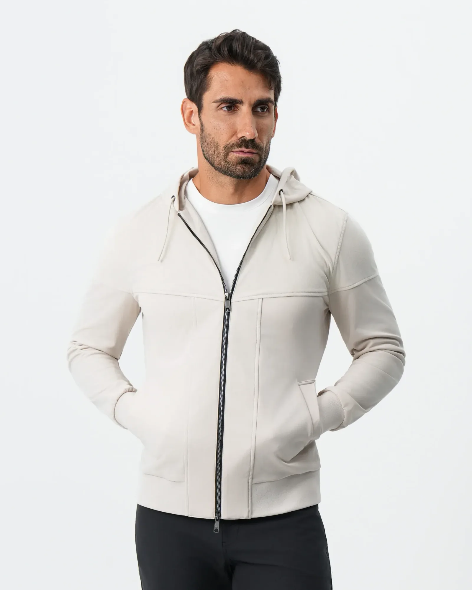 Hooded Hybrid Suede Jacket – Cream