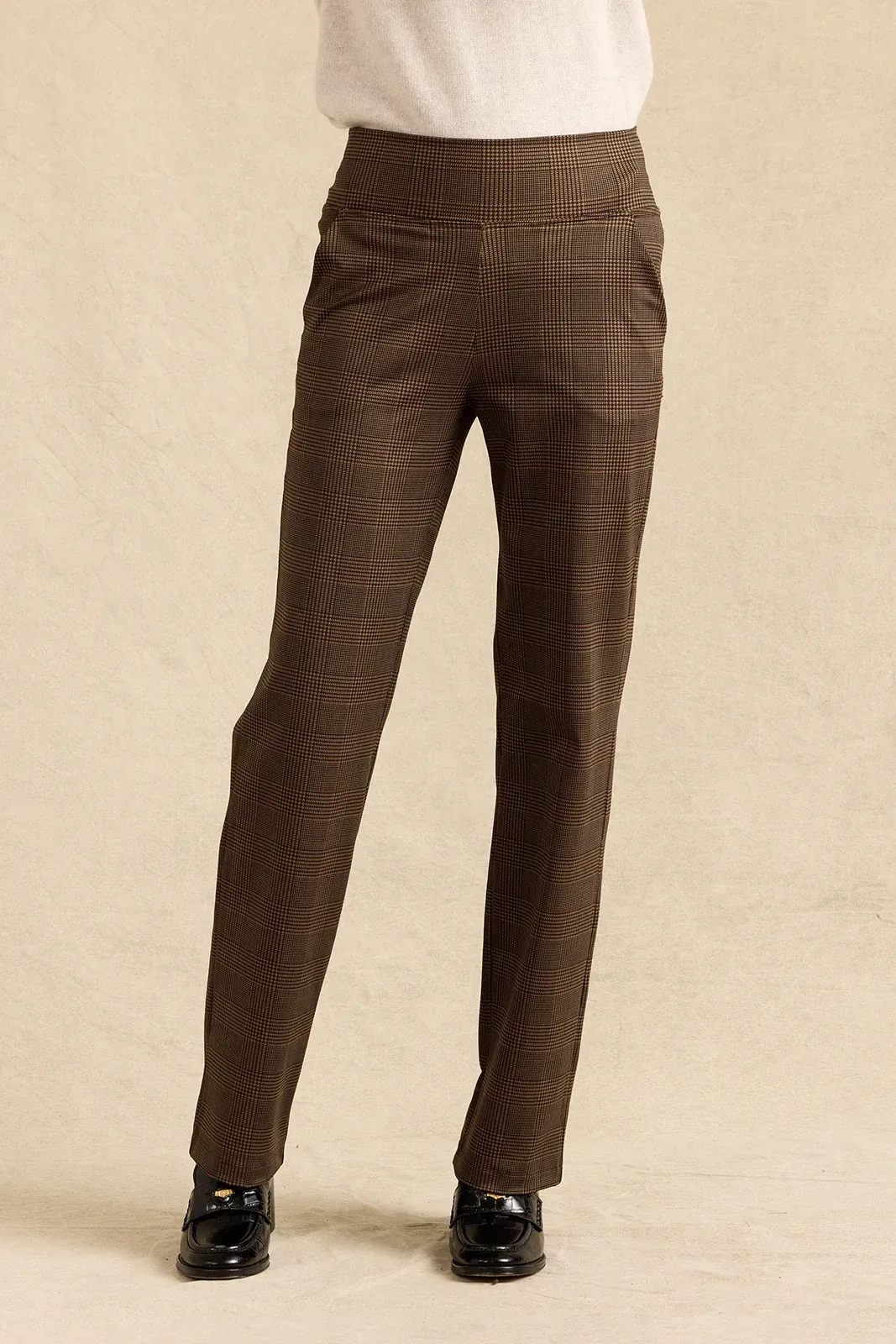 Nina Straight Leg Pant: Prince of Wales Plaid