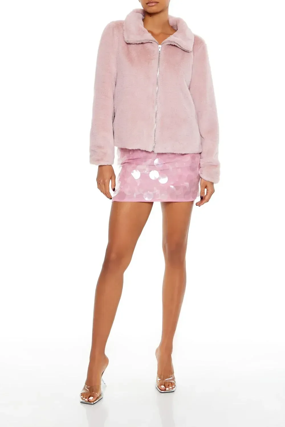 Faux Fur Zip-Up Coat