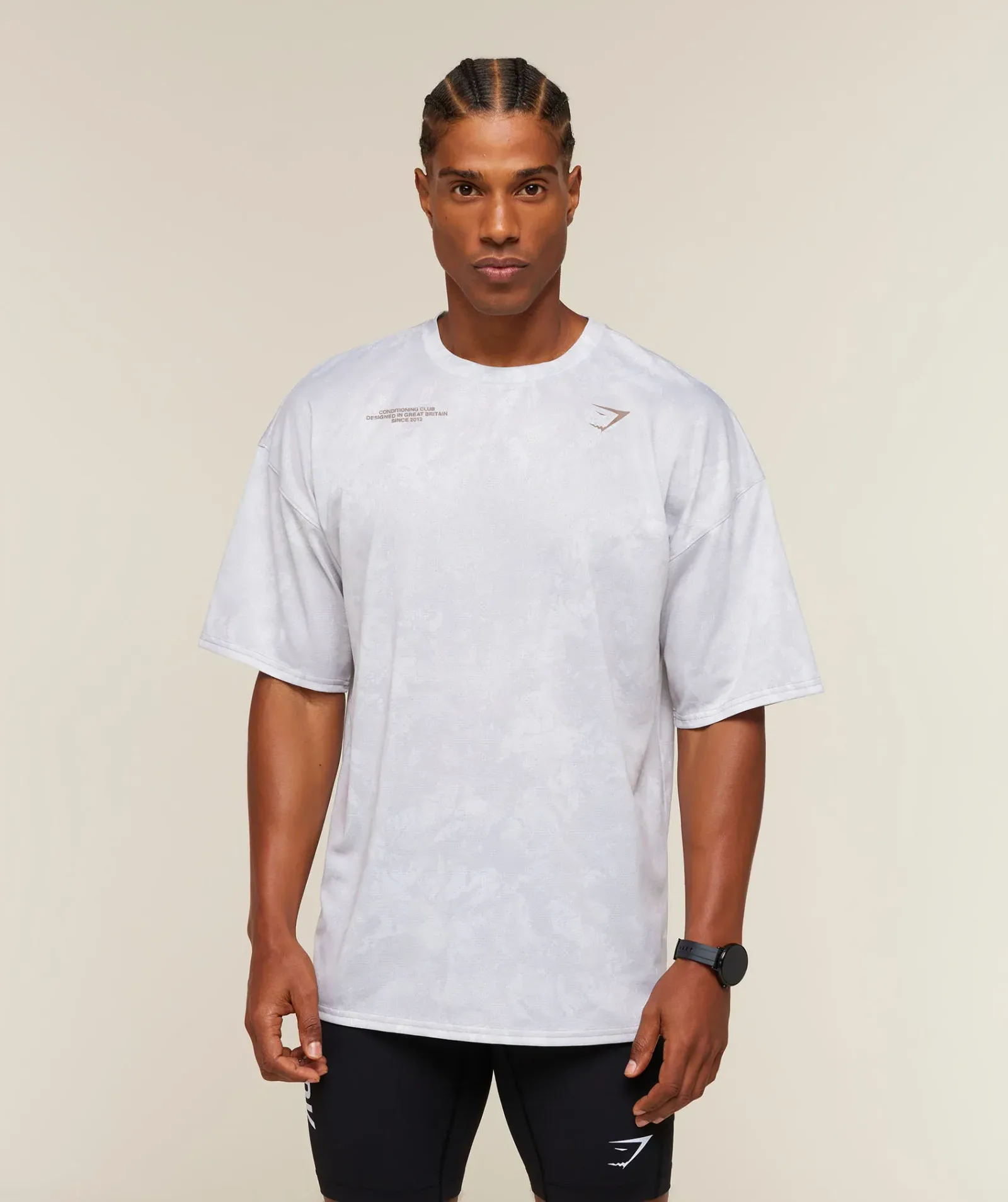 Gymshark Conditioning Club Oversized T-Shirt – White/Lifestyle Brown