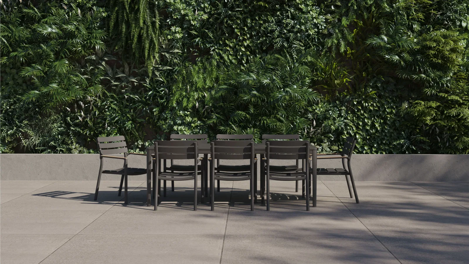 Aluminum Outdoor Rectangular Dining Table + 8 595 Dining Armchairs