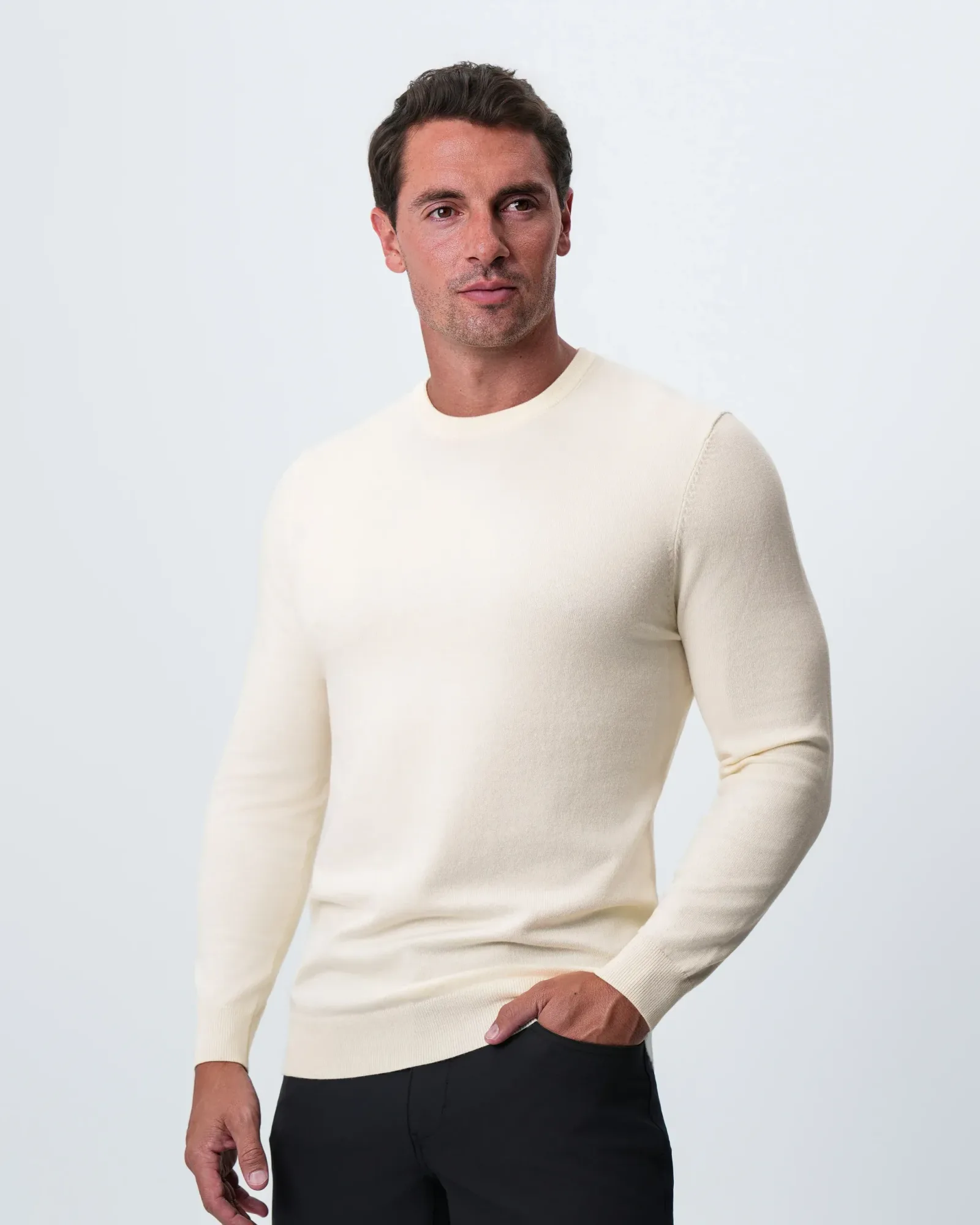 Mid-Weight Wool Crewneck – Cream