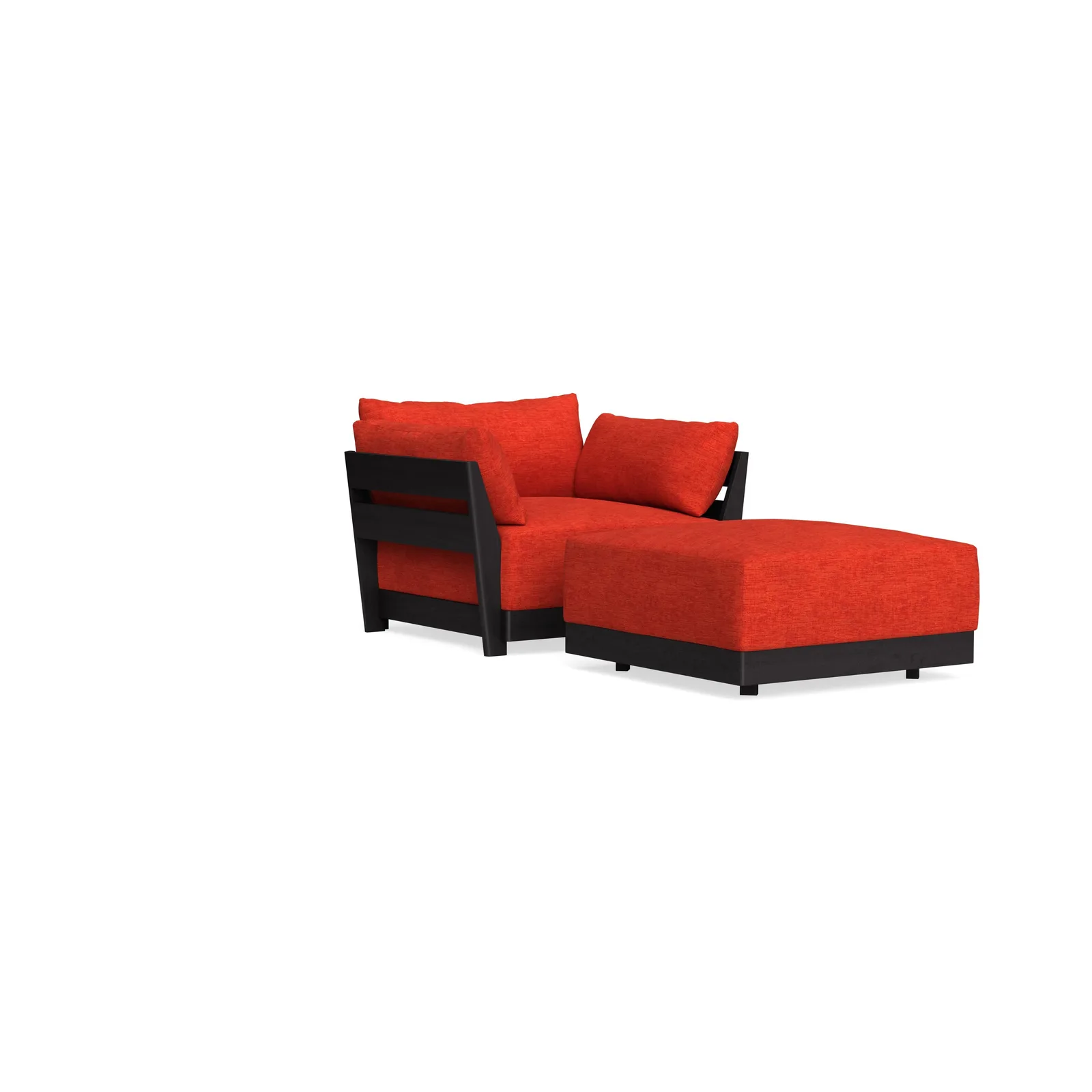 Modular Bondi Black Armchair + Ottoman in Poppy Orange – Classic Blend