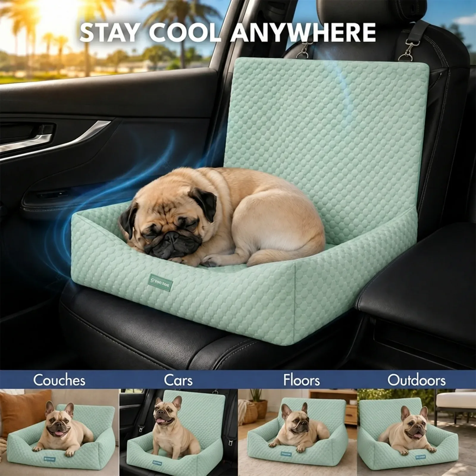 Frostcore™ Dog Cooling Car Seat Bed – Orb Green