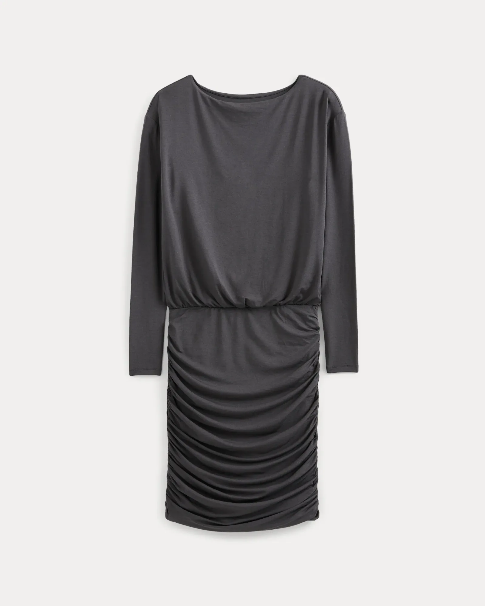 Drapey Jersey Ruched Mini Dress – Graphite