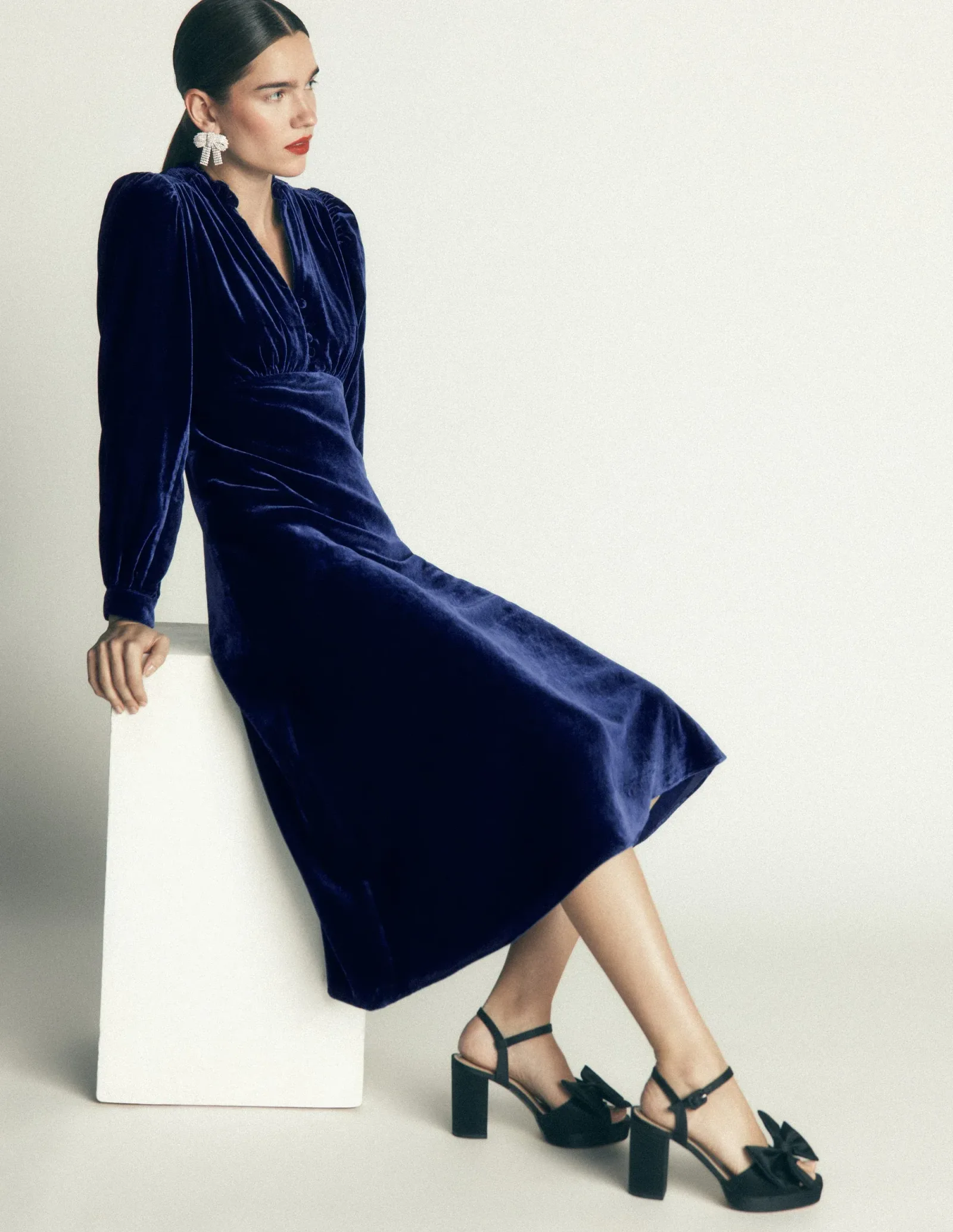 Cassie Velvet Tea Dress-Zodiac Purple