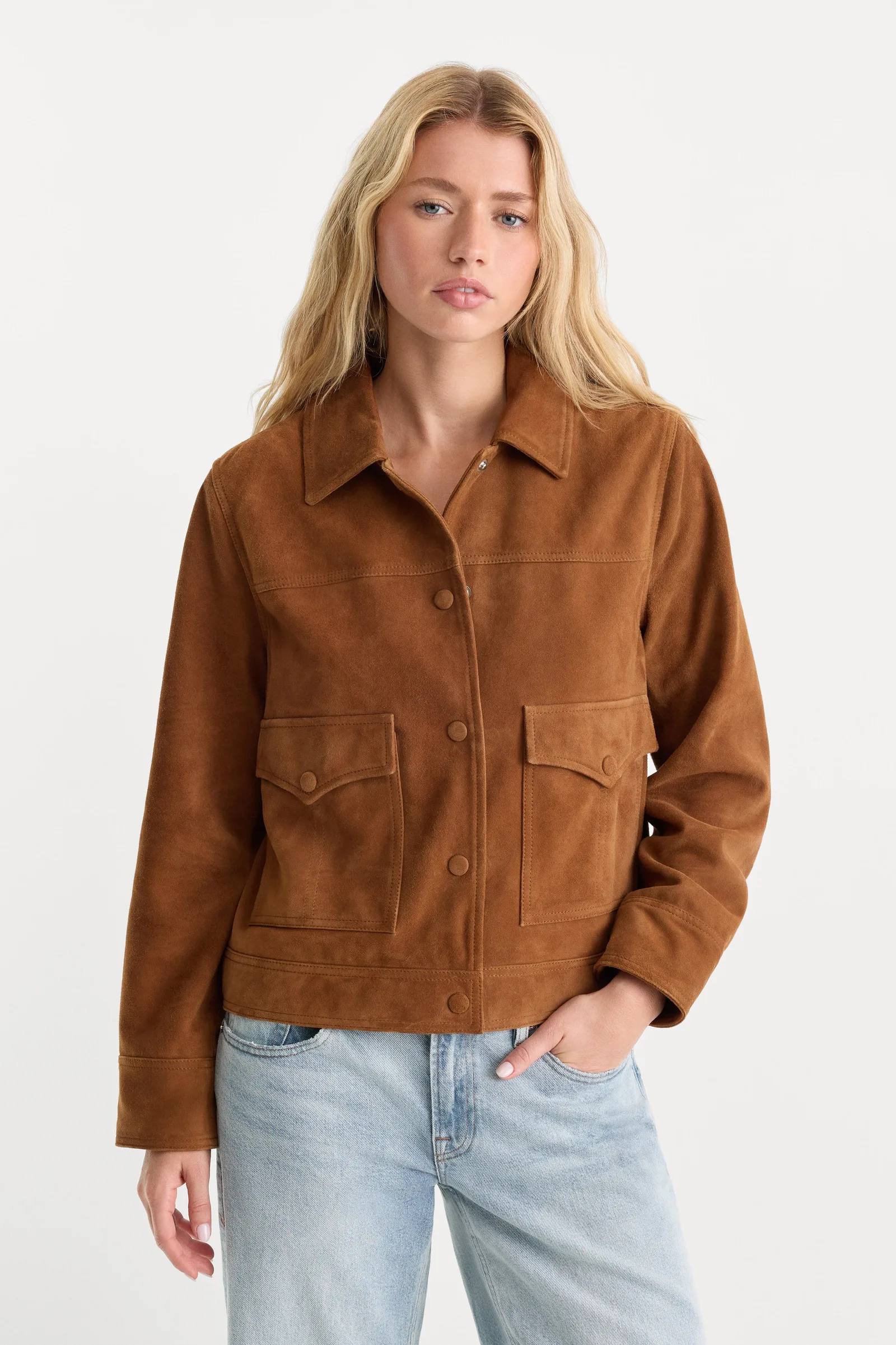 The Suede Boxy Jacket – Cafe Clay
