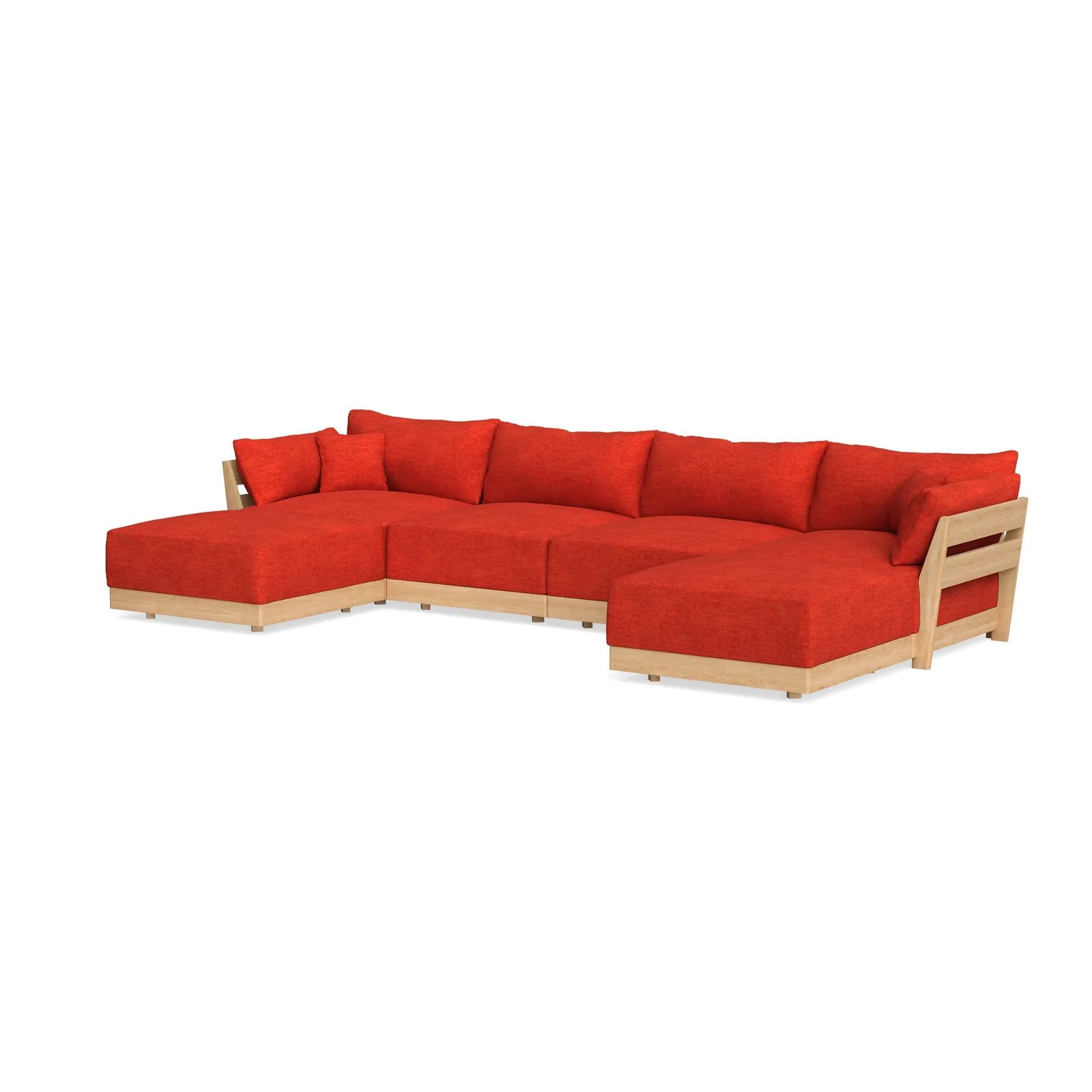Modular Bondi Latte 4-Seater U-Sectional in Poppy Orange – Memory Foam Blend
