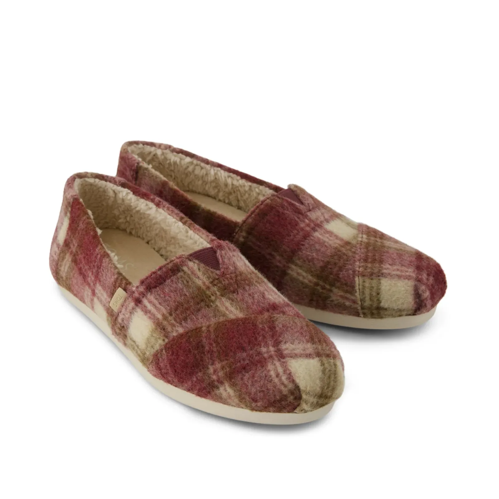 Womens Alpargata Classic Burgundy Cozy Plaid