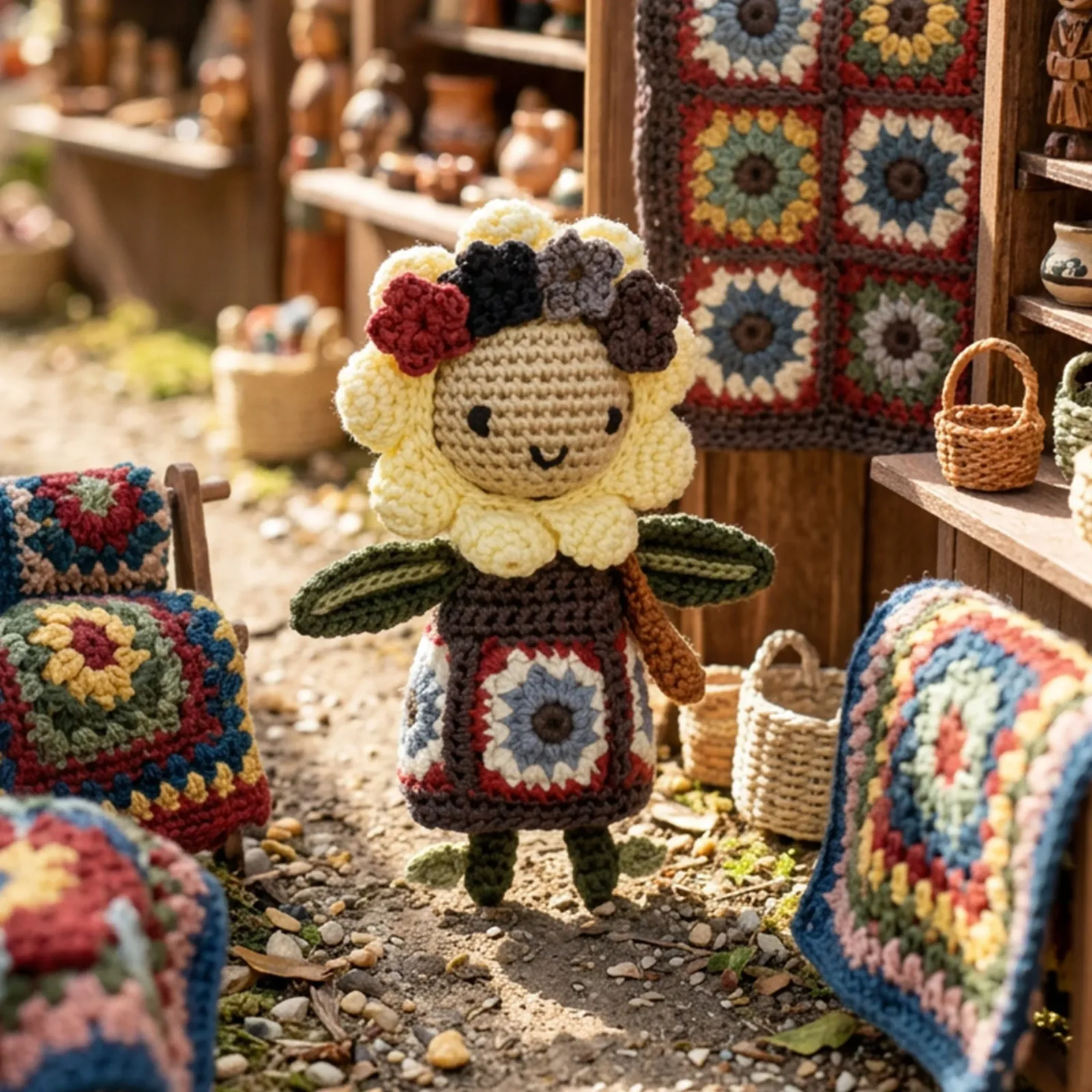 Sunbudz Sunflower Dangle – Hand Crochet – Maizee