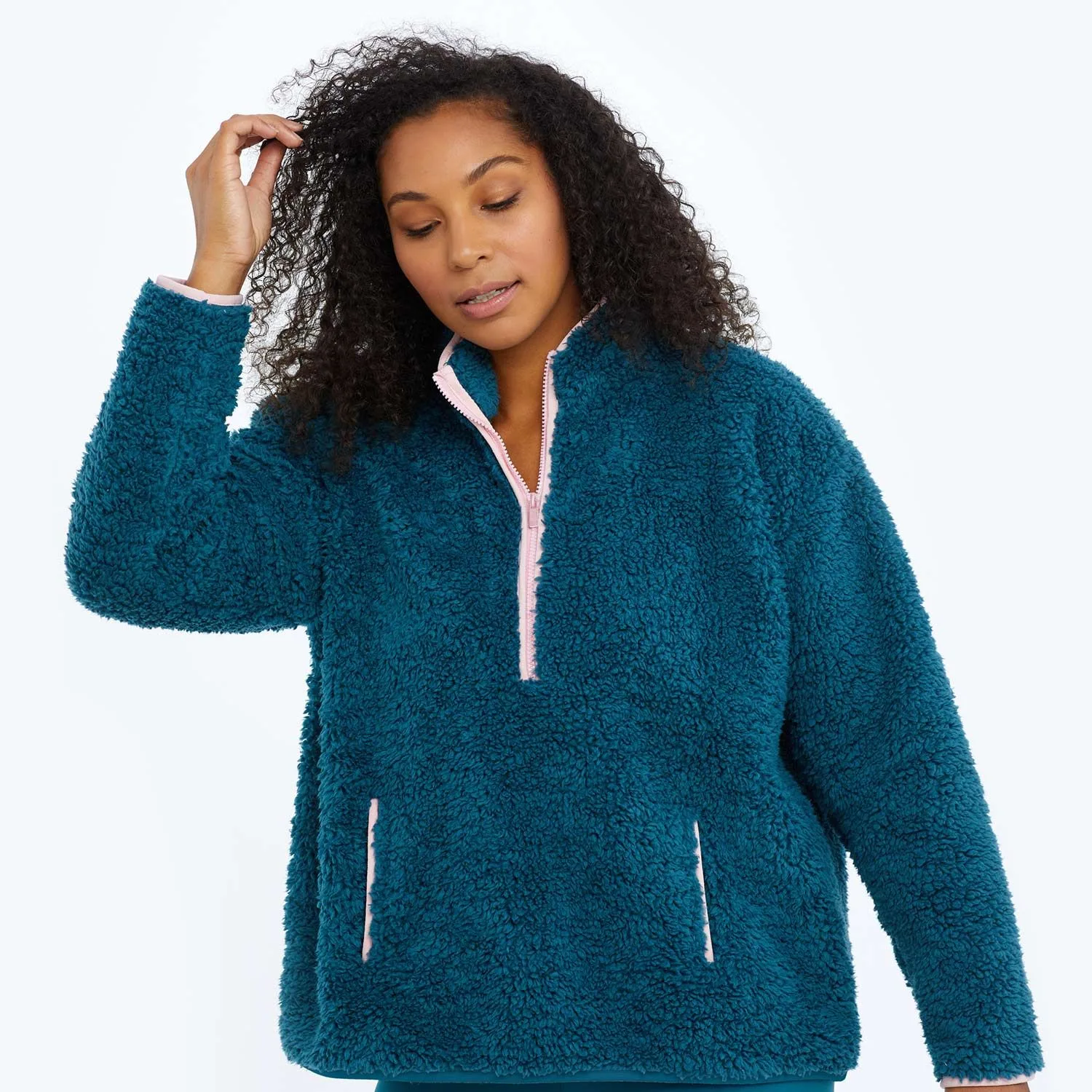The Cozy High Pile Eco Fleece Half-Zip – Venetian & Pink Sky