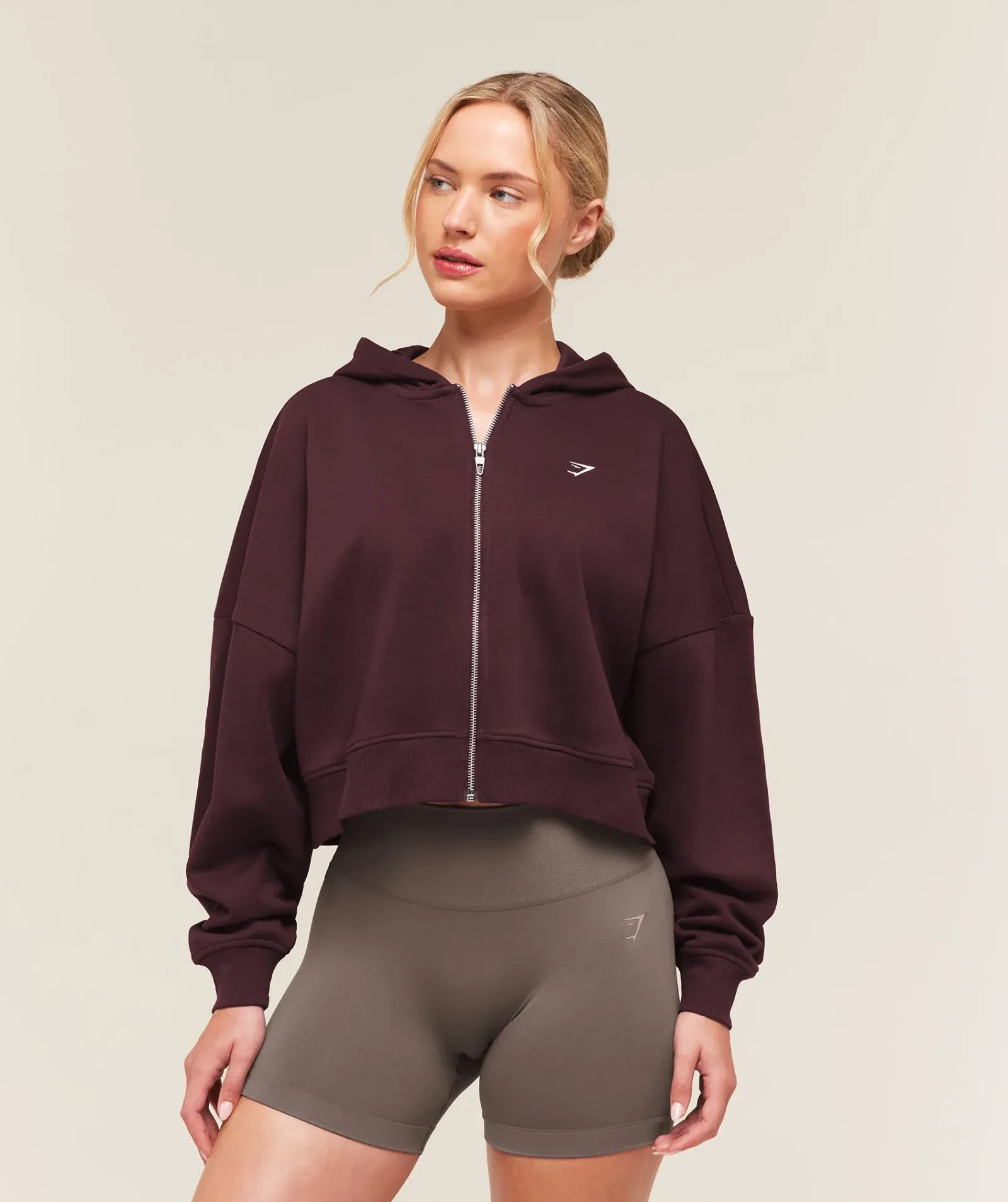 Gymshark Training Oversized Boxy Zip Through Hoodie – Cherry Purple