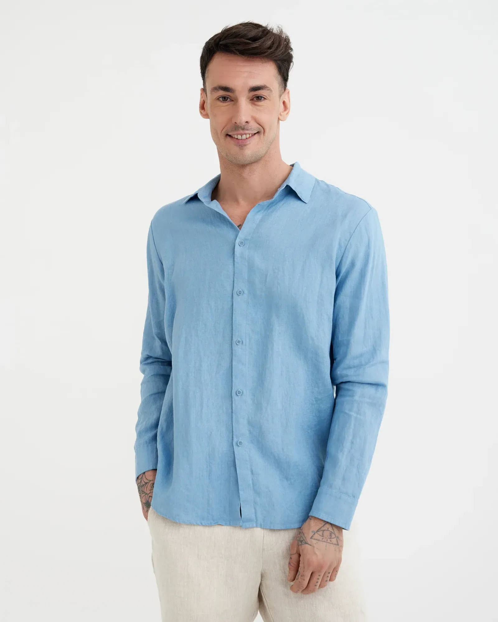 Men's Linen Shirt CHICAGO in Soft blue