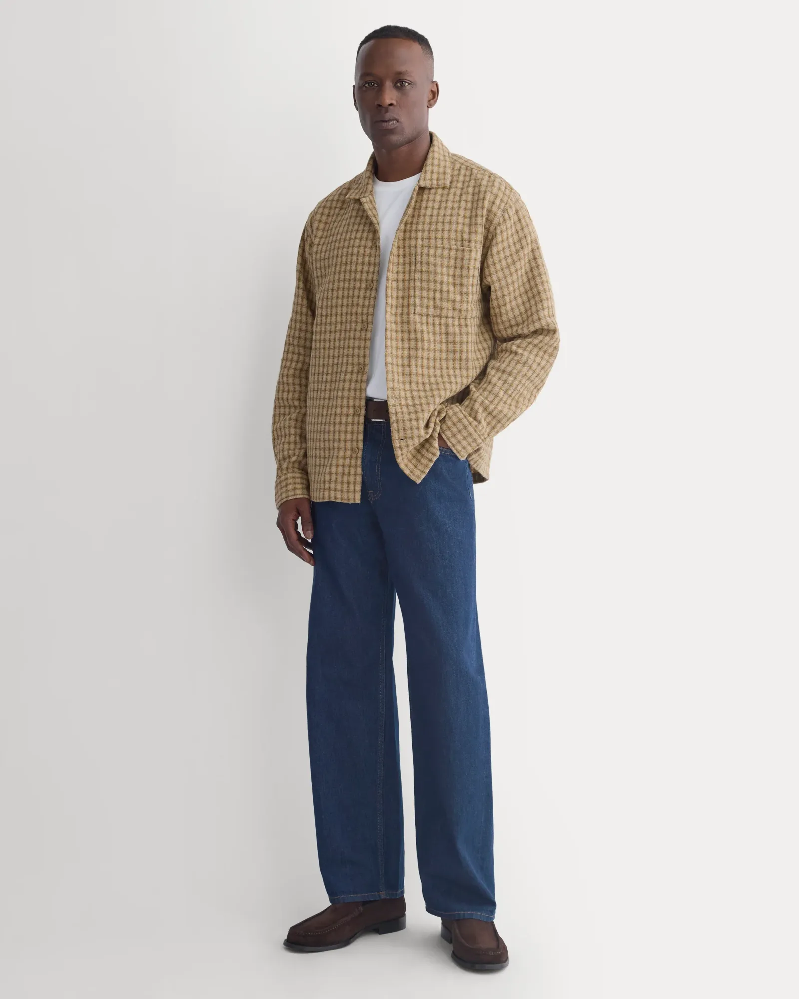 Double-Gauze Button-Down Shirt – Pale Khaki / Canvas Tan