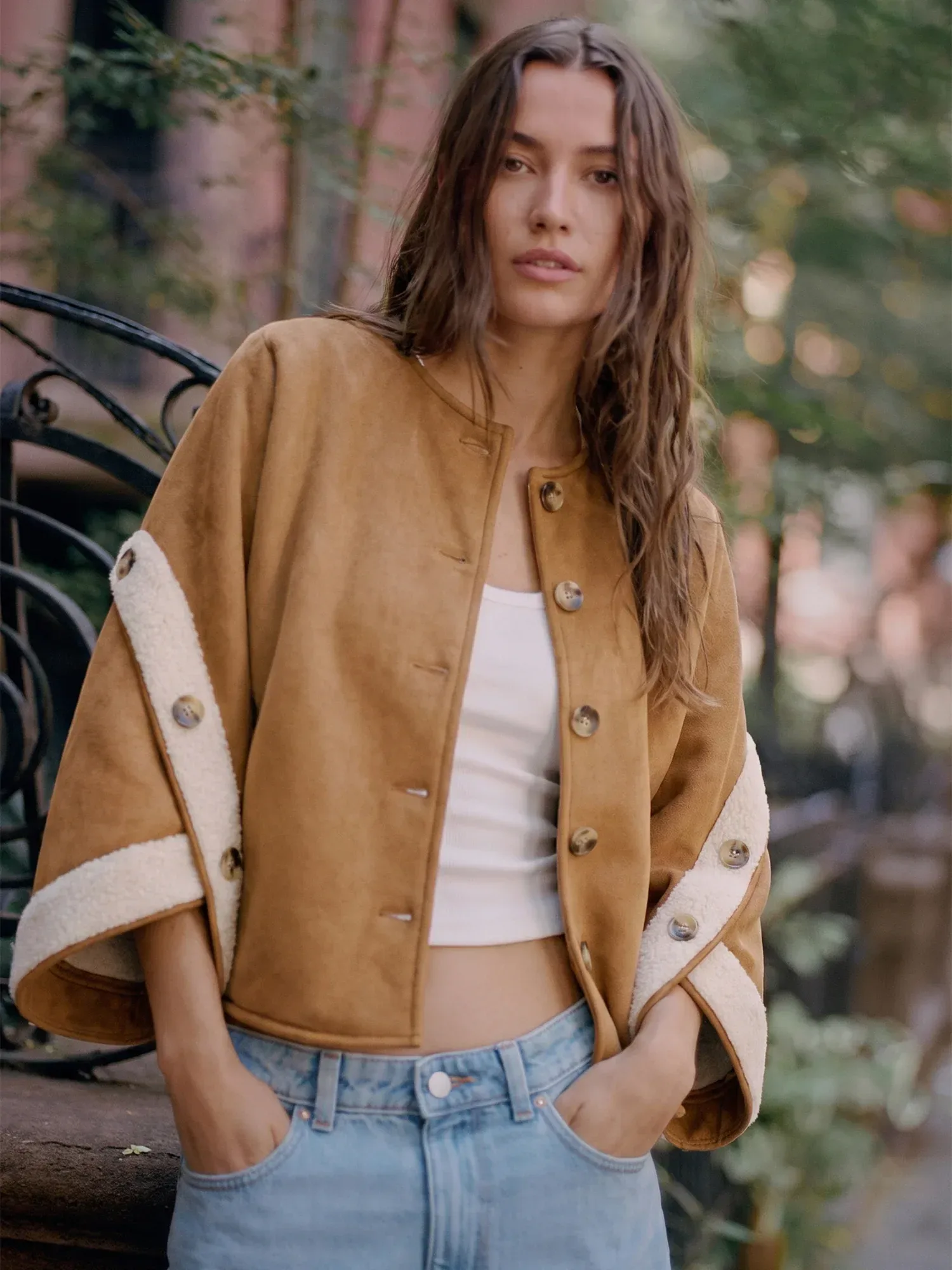 Reversible Suede Sherpa Jacket