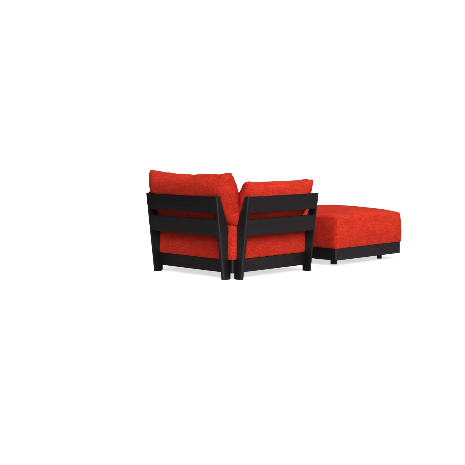 Modular Bondi Black Armchair + Ottoman in Poppy Orange – Classic Blend