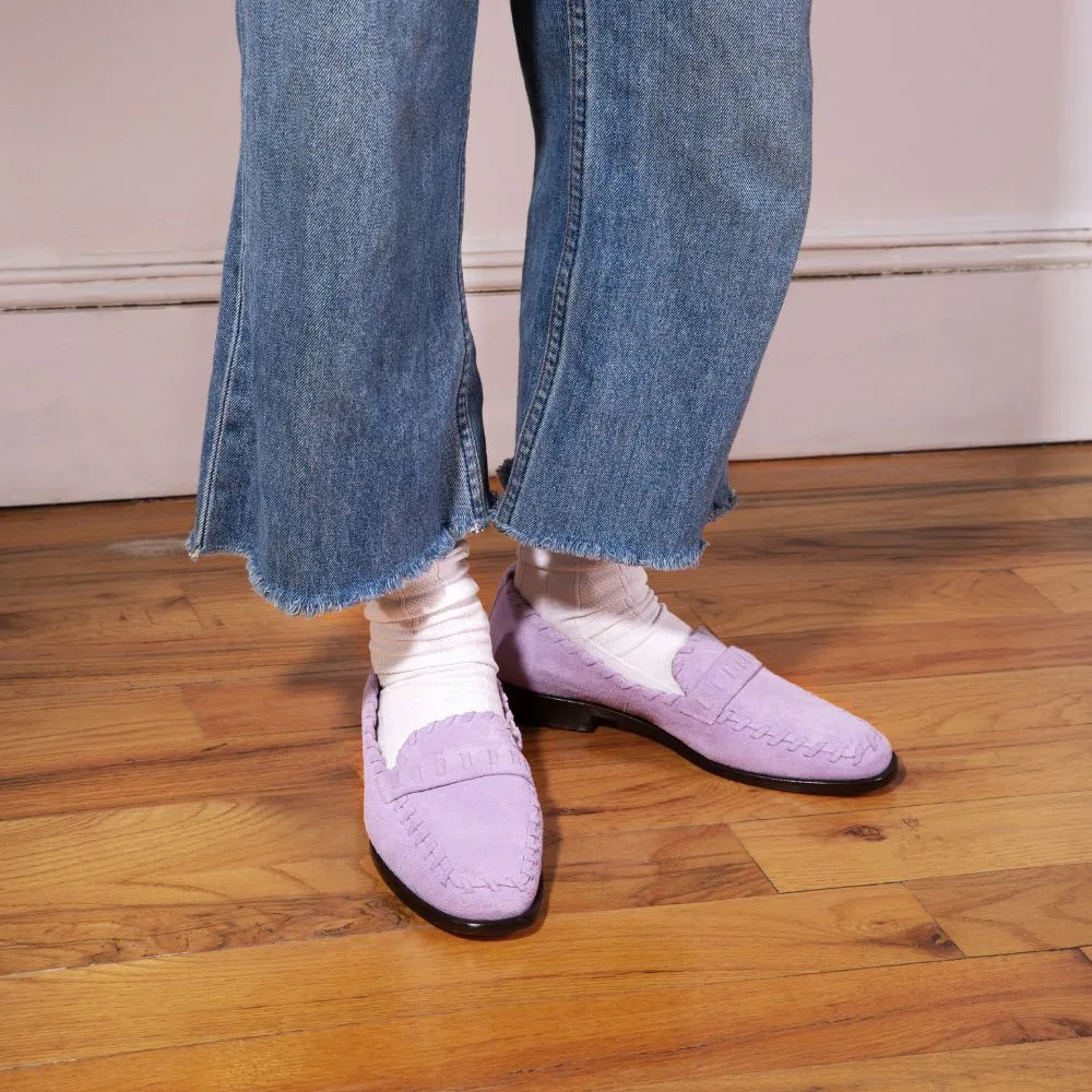 Lidia Whipstitch Loafer Pearl