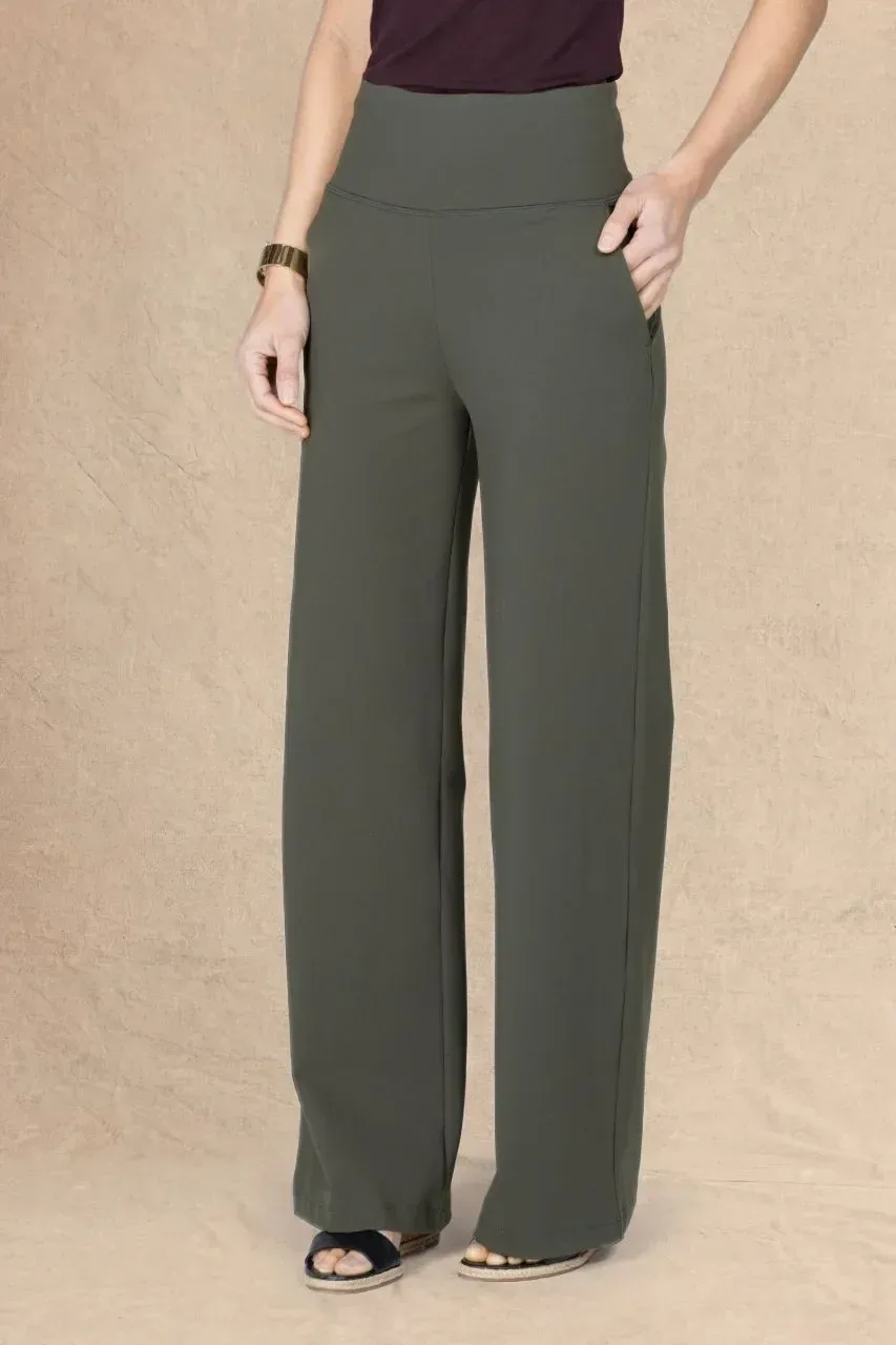 High Waist Wide Leg Pant: Forest Night