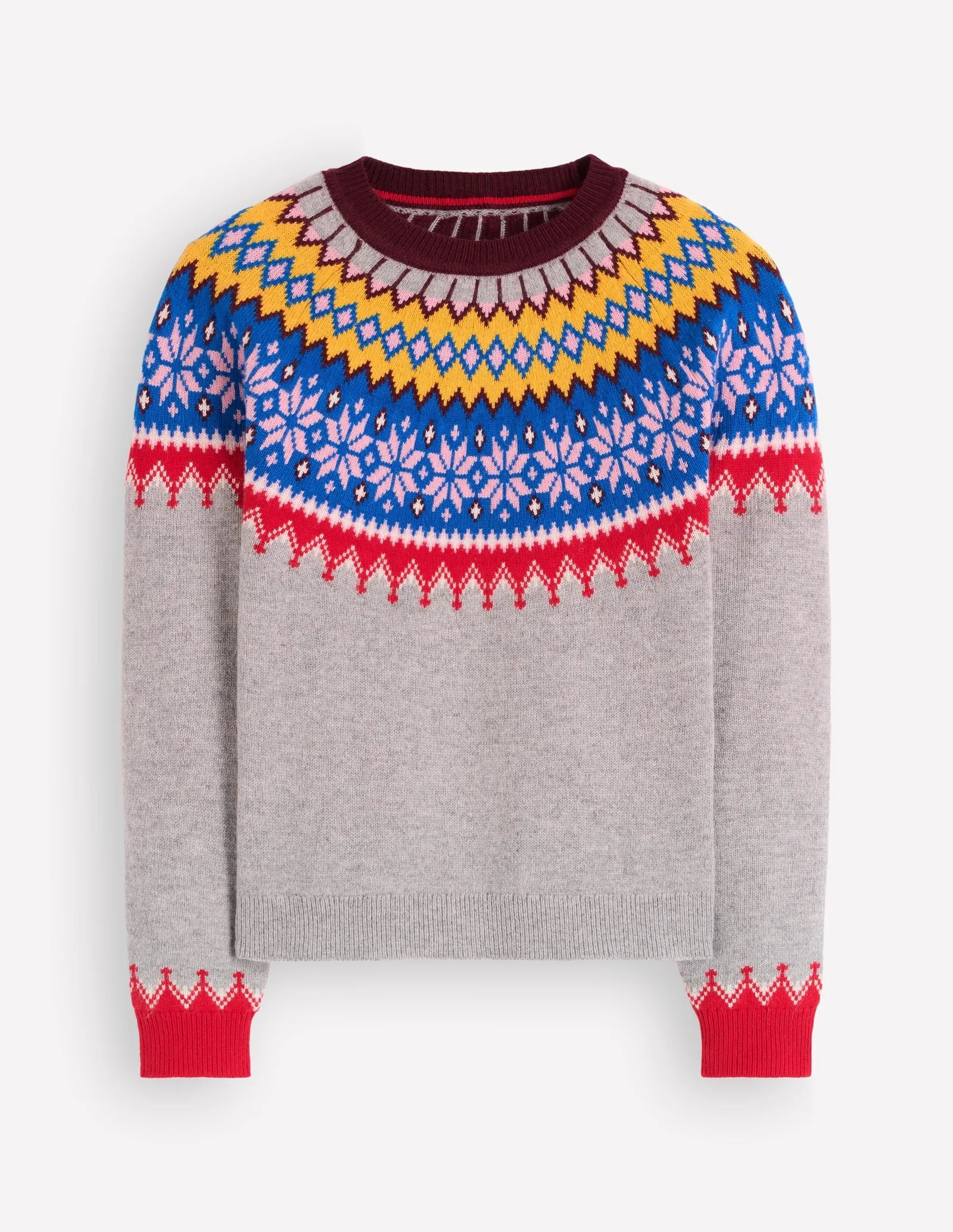 Edie Fair Isle Sweater-Grey fair isle