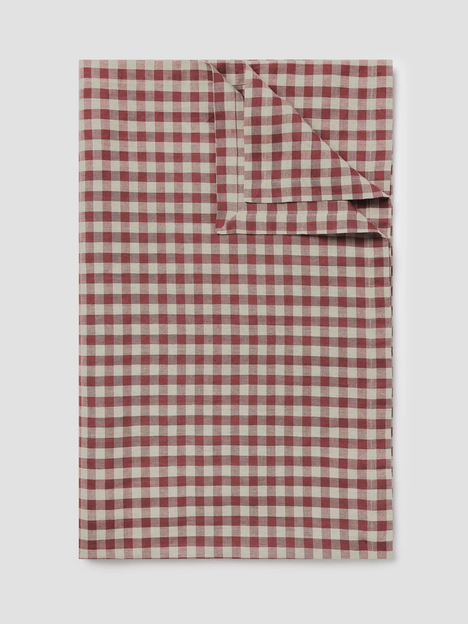 Rhubarb Gingham Linen Blend Tablecloth