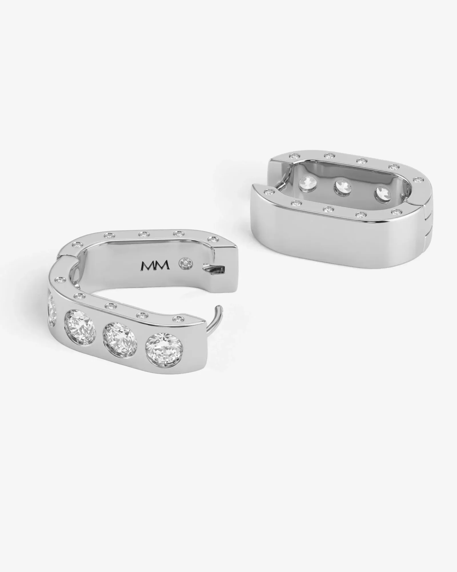 Ashley Rodeo Huggies – Silver|White Diamondettes
