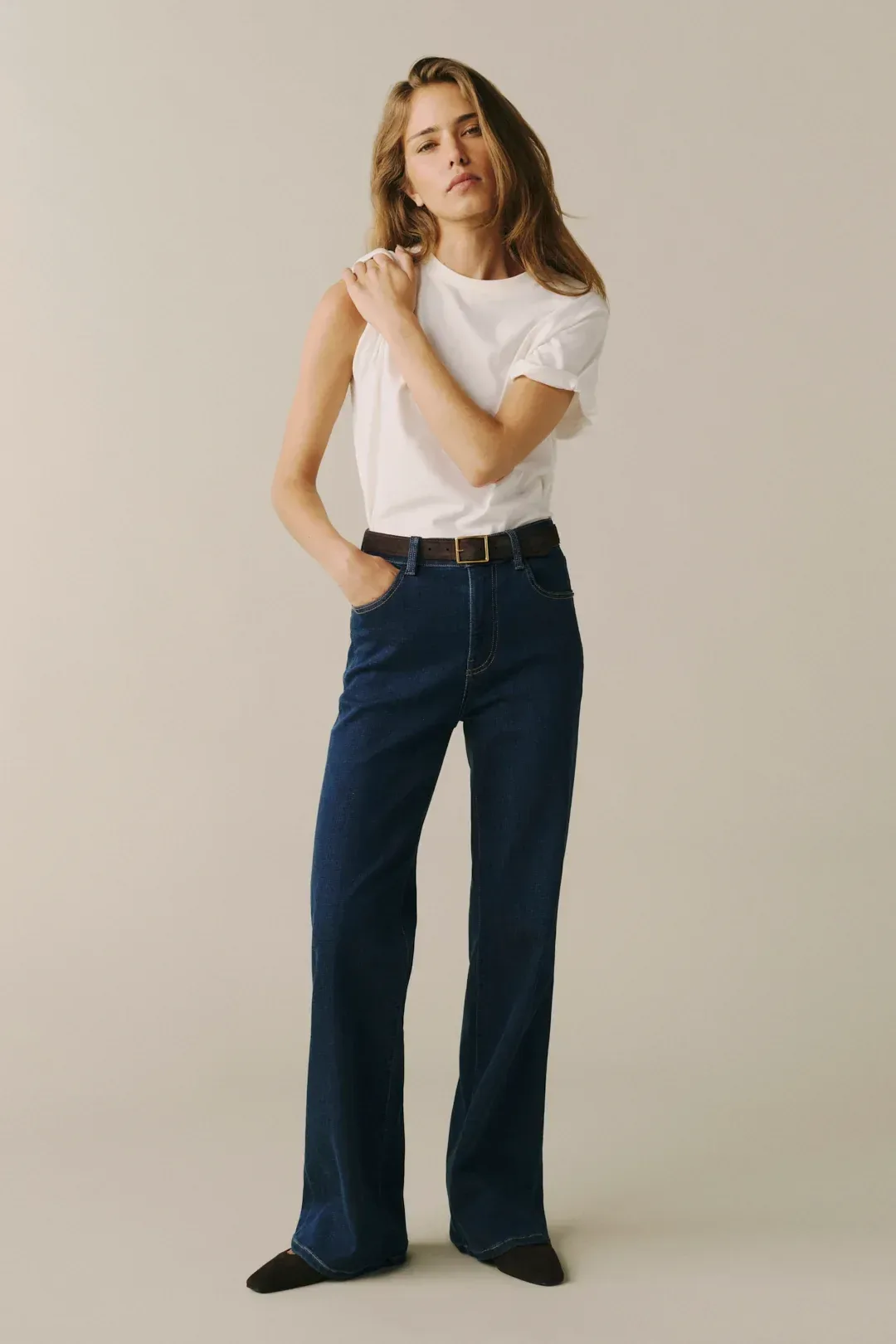 The Californian Plus – Slim Wide Leg Jeans – River Rinse