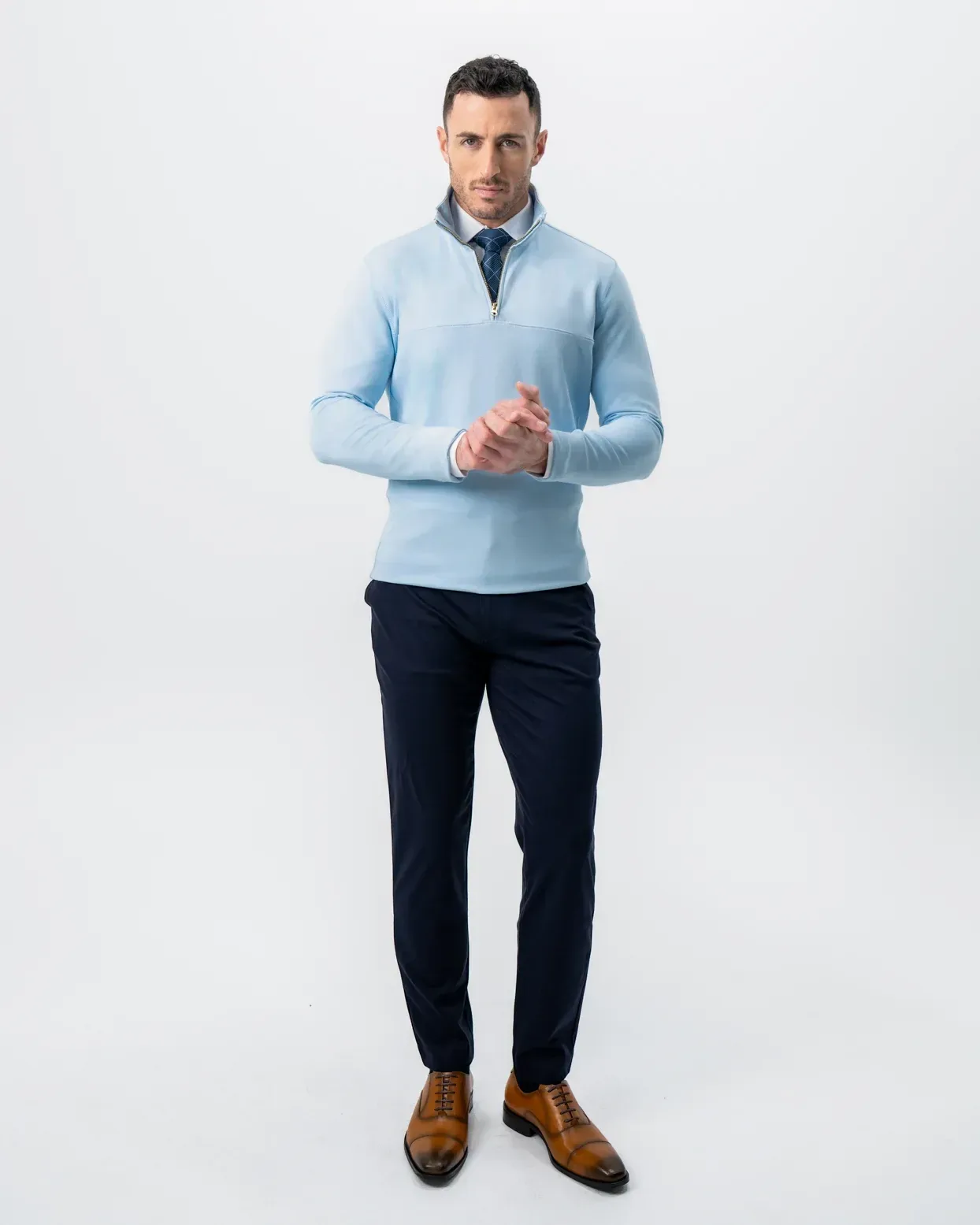 Quarter Zip – Light Blue