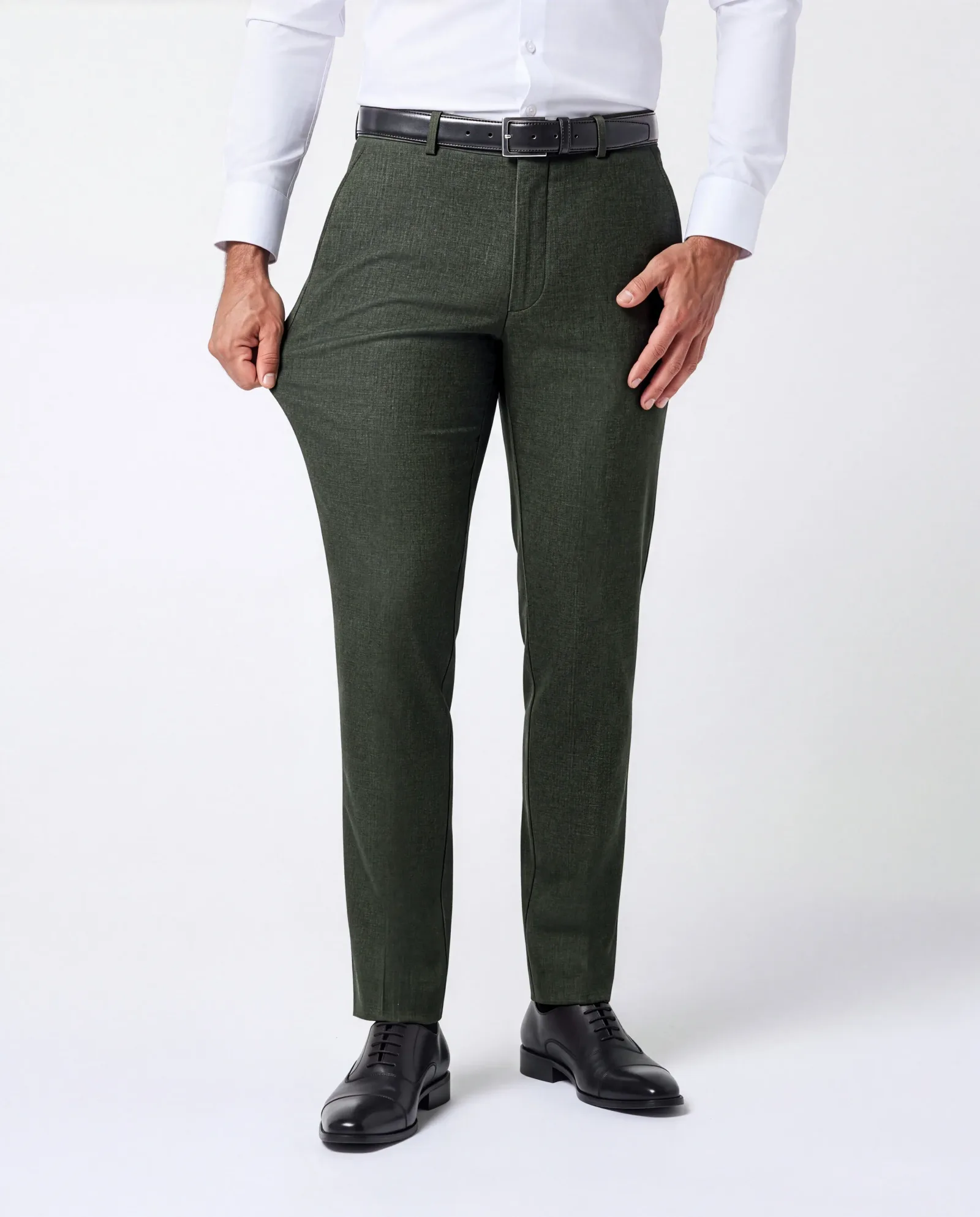 Athletic Fit Stretch Suit Pants – Deep Olive