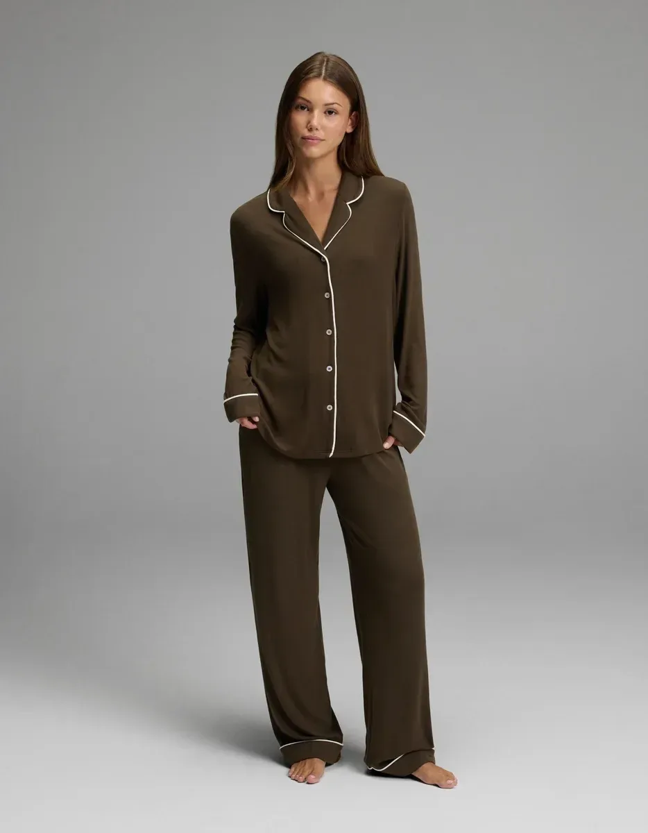 Women's Bamboo Rib-Knit Classic Long Sleeve Pajama Top