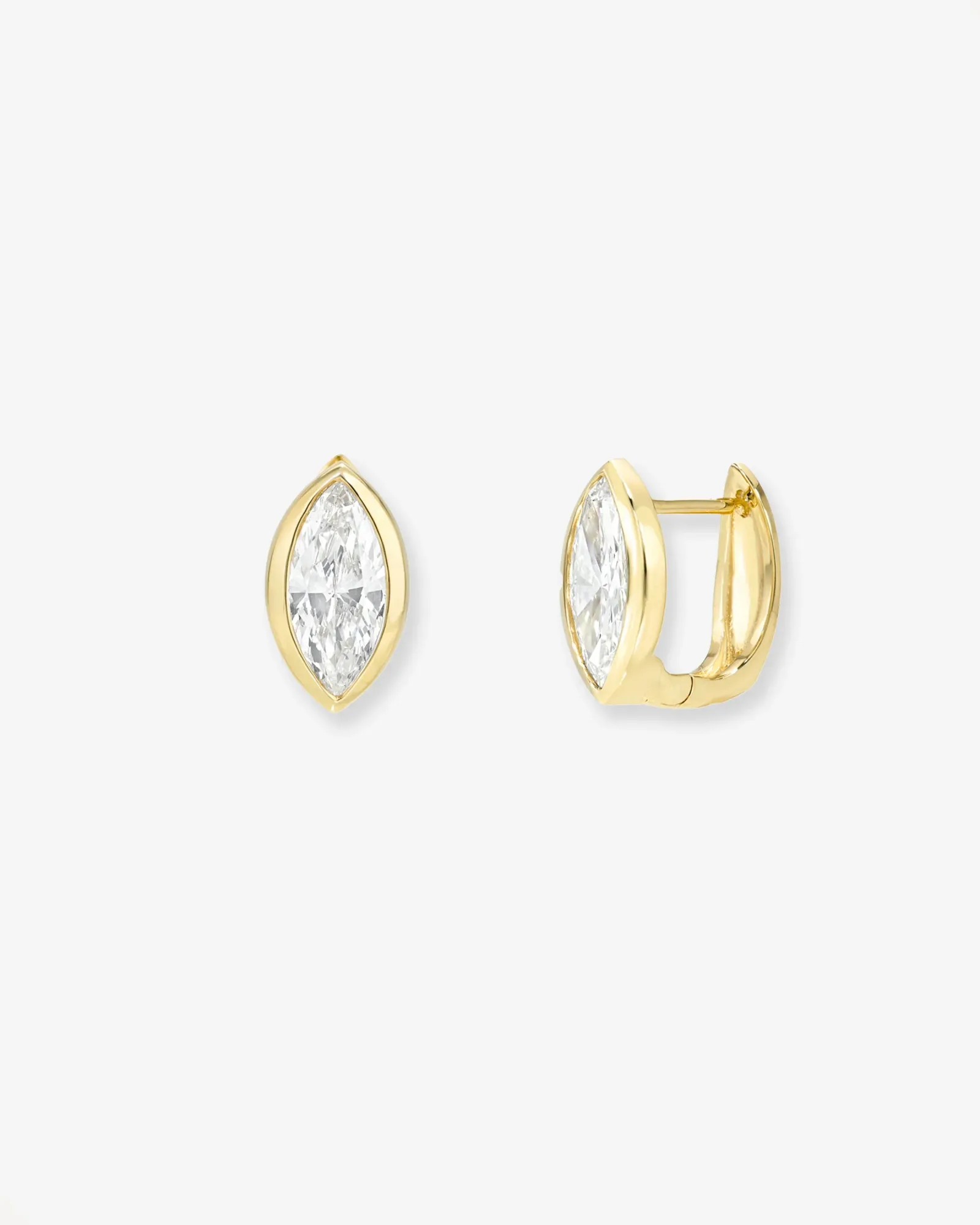 Lab Diamond Marquise Bezel Huggies