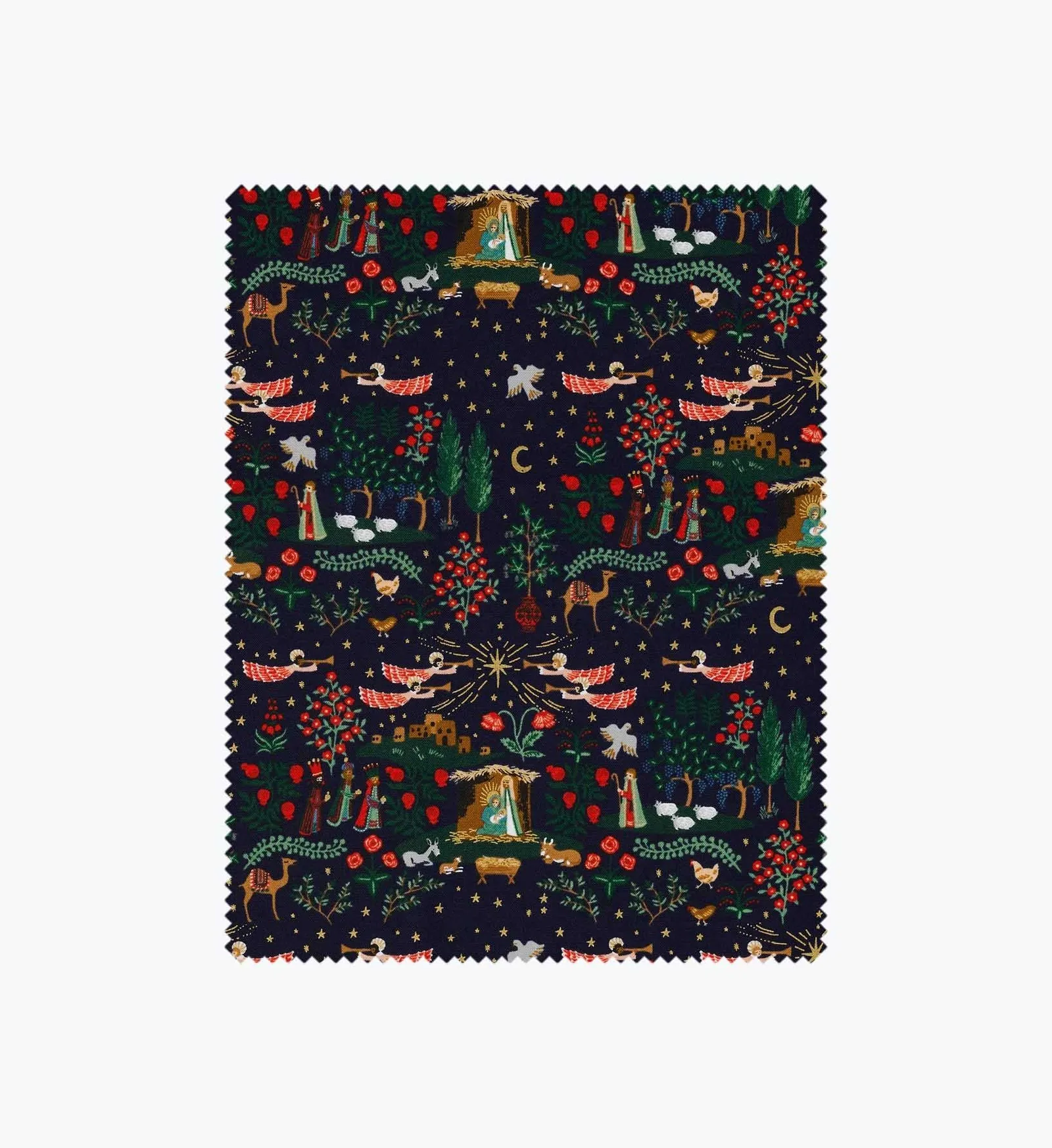 Nativity Cotton Metallic Fabric – Navy and Gold