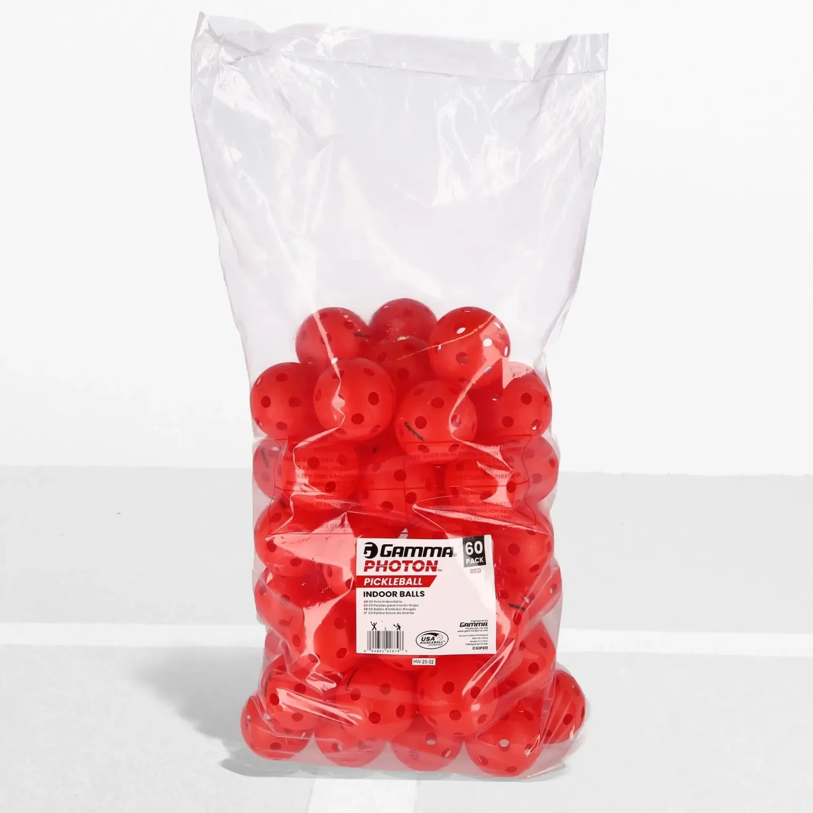 GAMMA PHOTON Indoor Pickleball Red 60 Pack